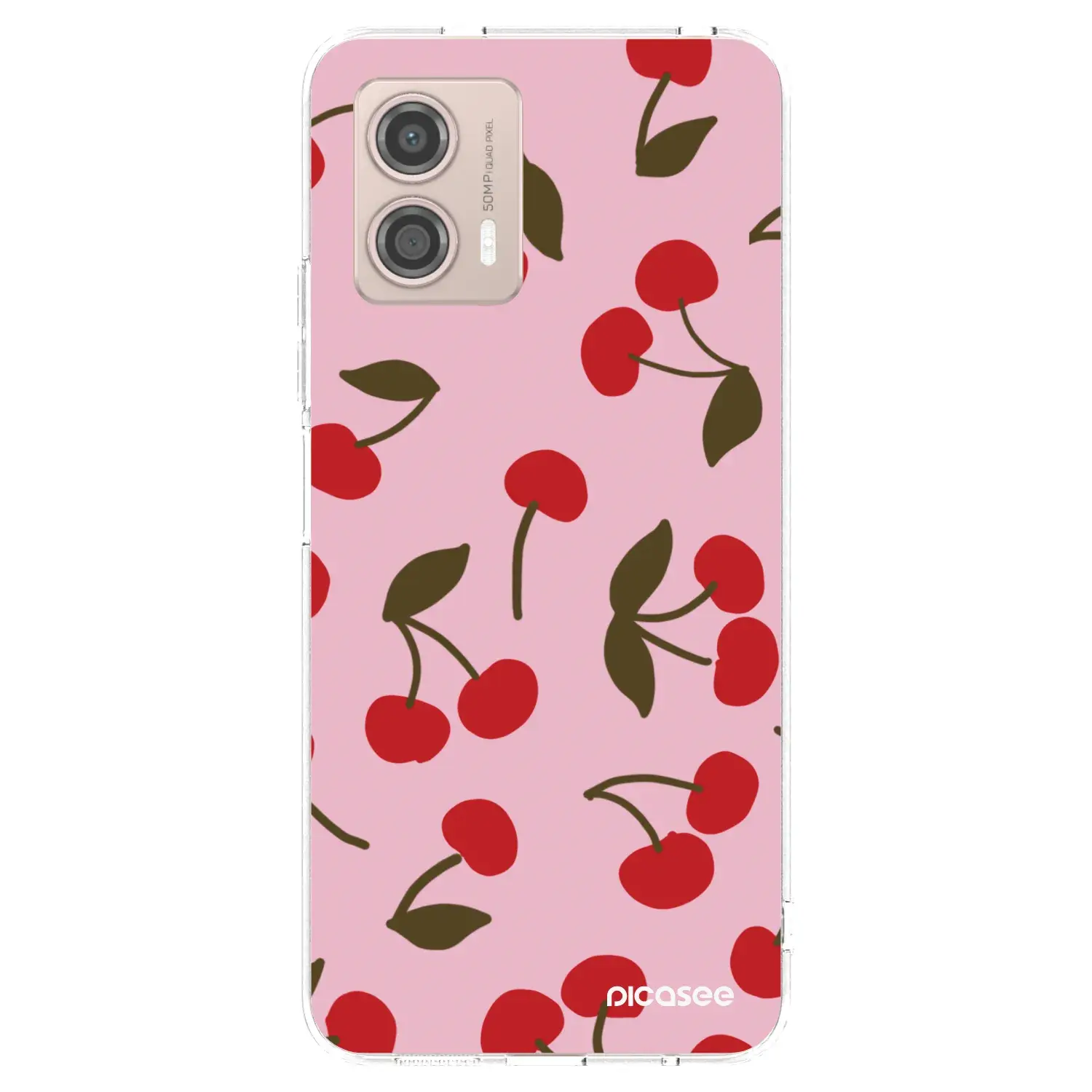 Silikonový průhledný obal pro Motorola Moto G53 5G - Cherry