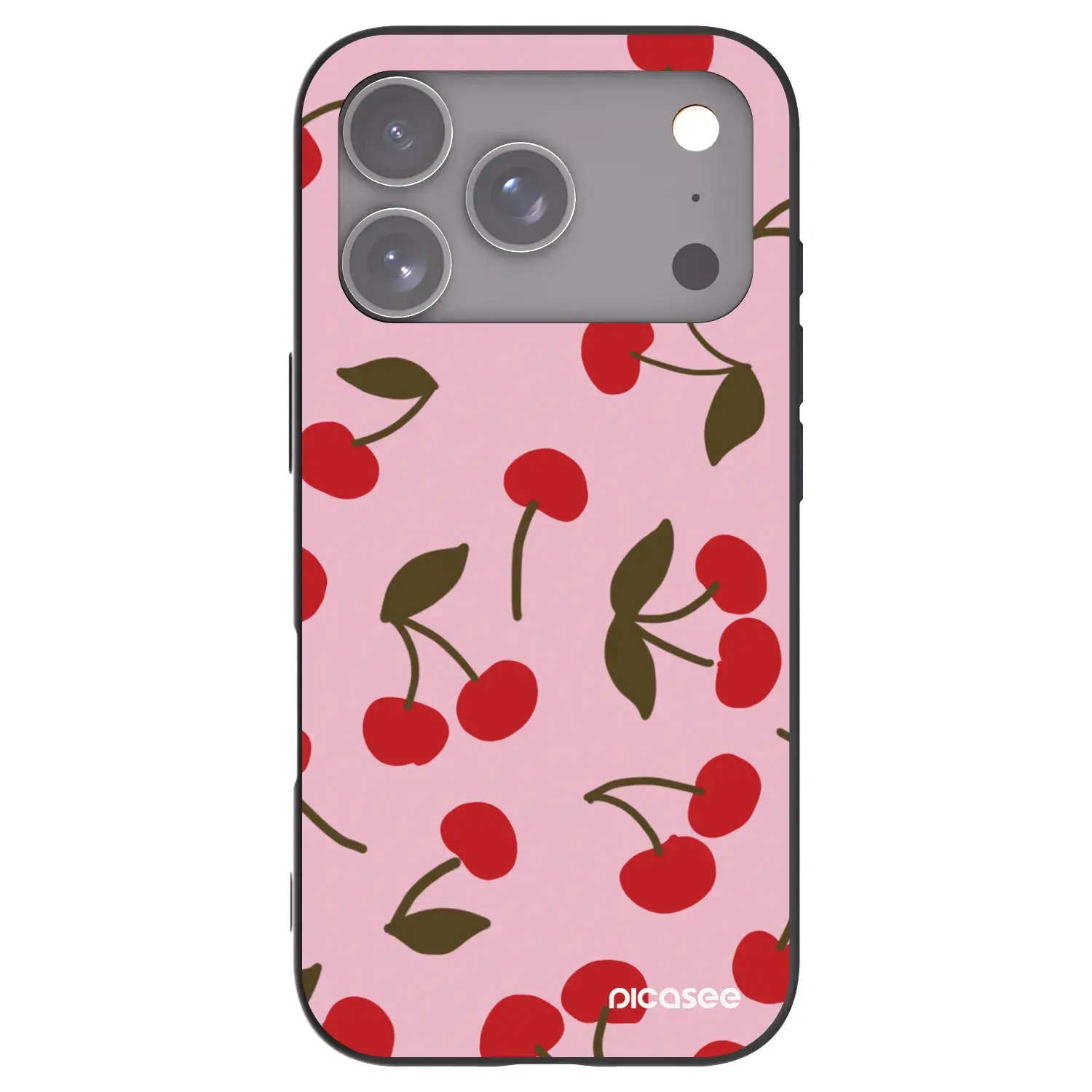 Silikonový černý obal pro Apple iPhone 17 Pro - Cherry