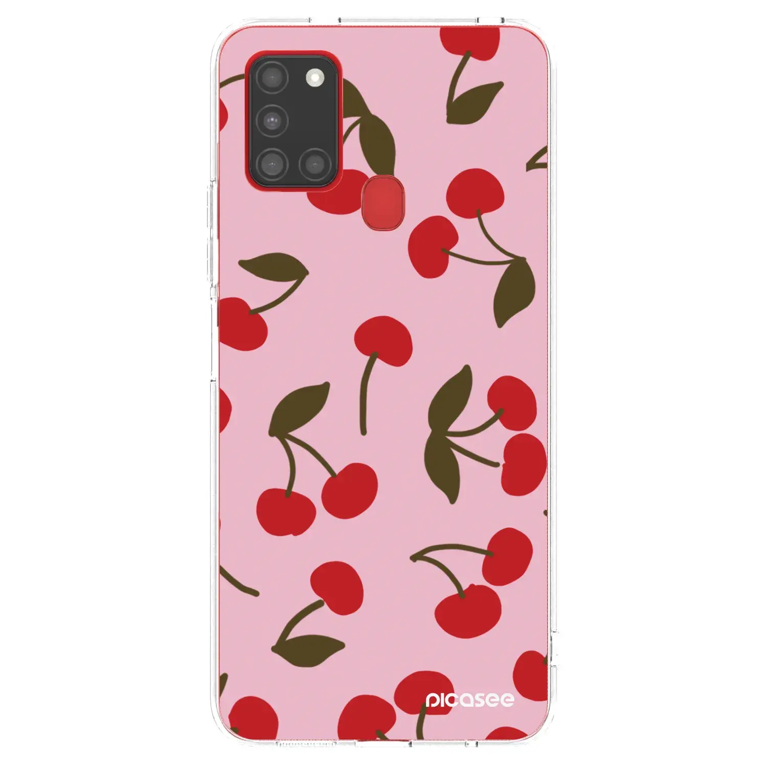 Silikonový průhledný obal pro Samsung Galaxy A21s - Cherry