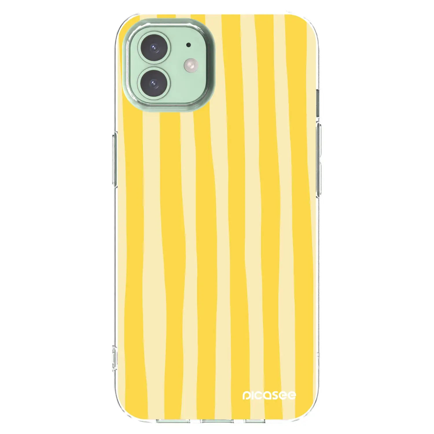 Silikonový průhledný obal pro Apple iPhone 12 - Lines lemon