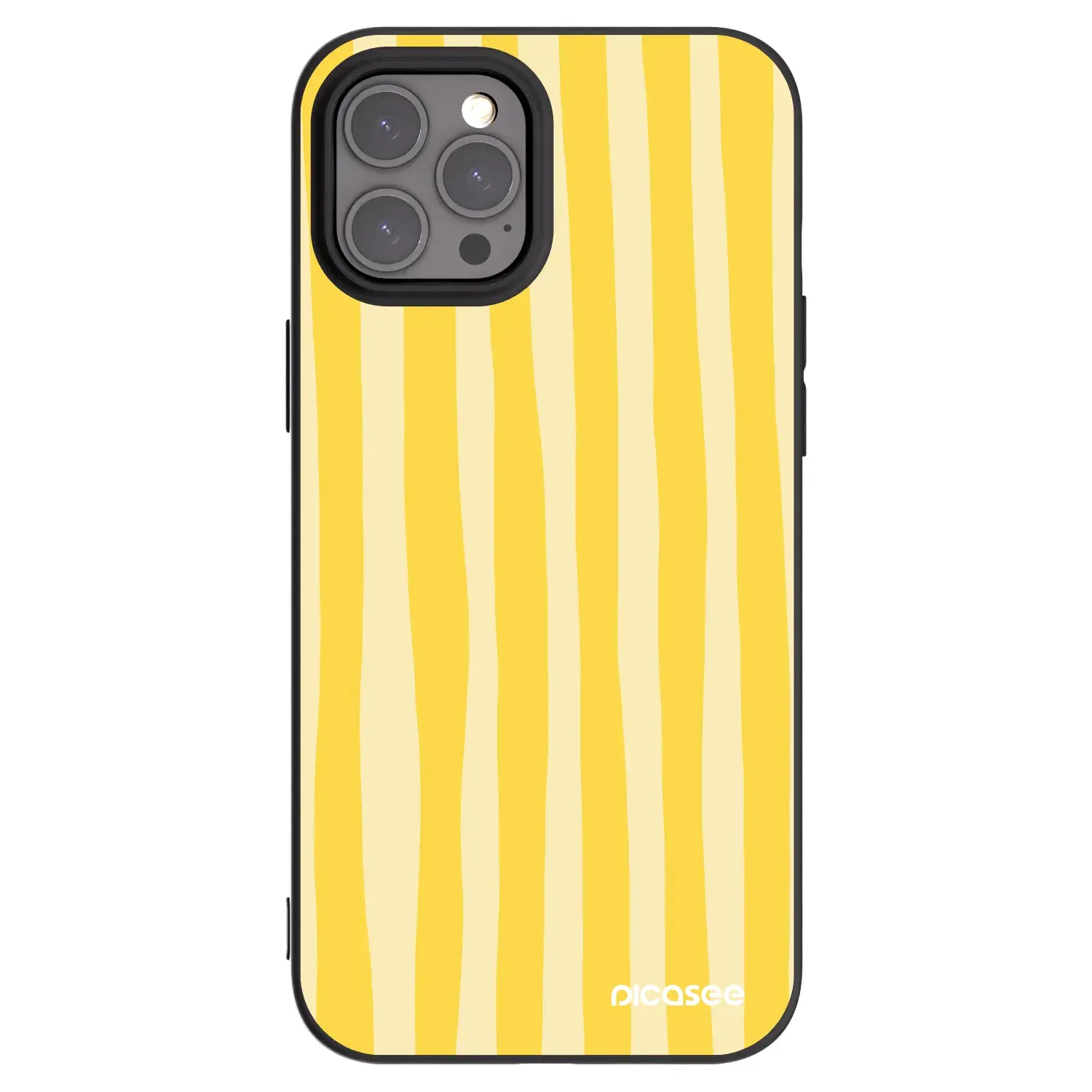 Silikonový černý obal pro Apple iPhone 12 Pro Max - Lines lemon