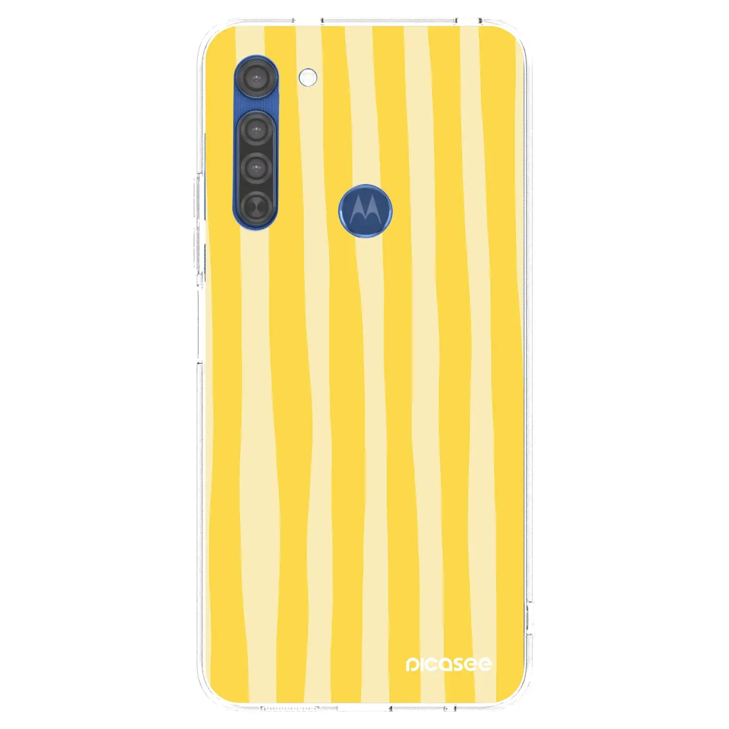 Silikonový průhledný obal pro Motorola Moto G8 - Lines lemon