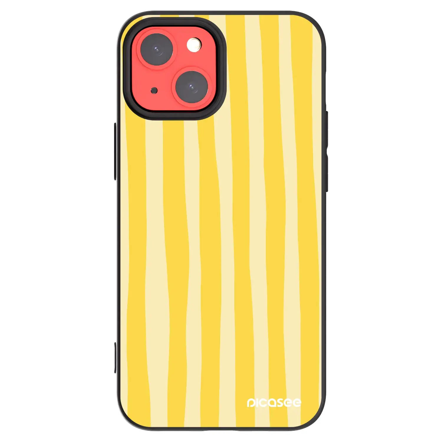 Silikonový černý obal pro Apple iPhone 13 mini - Lines lemon