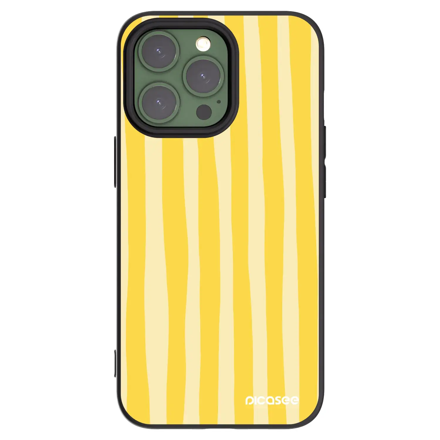 Silikonový černý obal pro Apple iPhone 13 Pro - Lines lemon