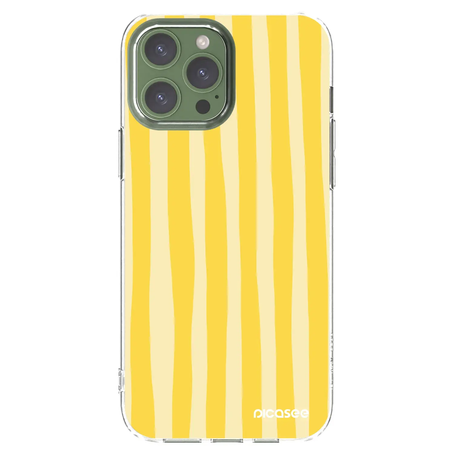 Silikonový průhledný obal pro Apple iPhone 13 Pro Max - Lines lemon