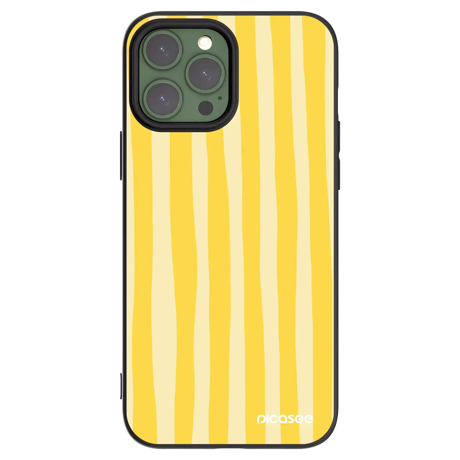 Silikonový černý obal pro Apple iPhone 13 Pro Max - Lines lemon