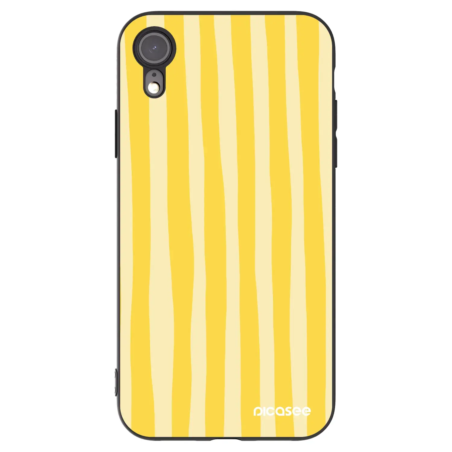 Silikonový černý obal pro Apple iPhone XR - Lines lemon