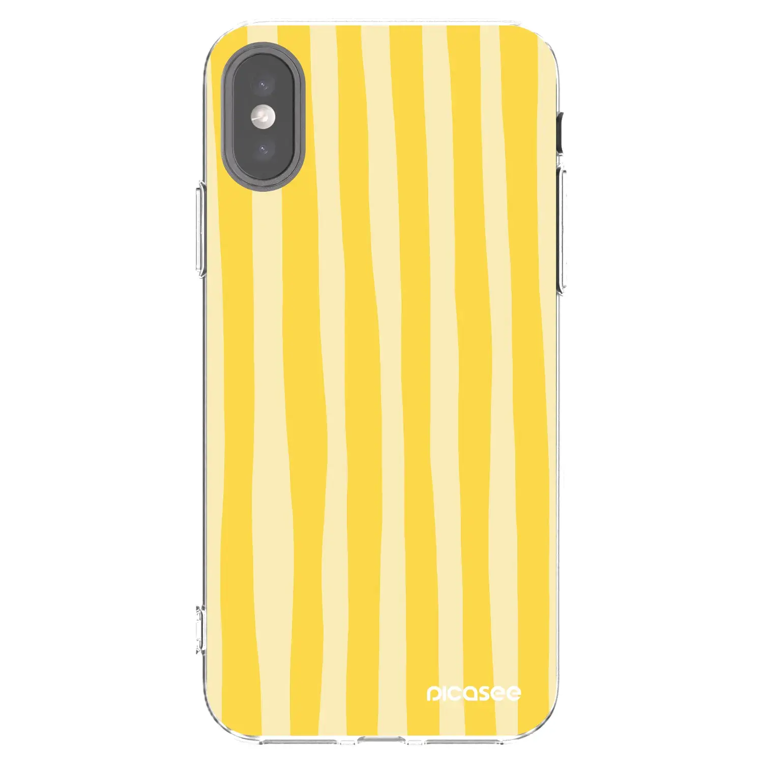 Silikonový průhledný obal pro Apple iPhone X/XS - Lines lemon