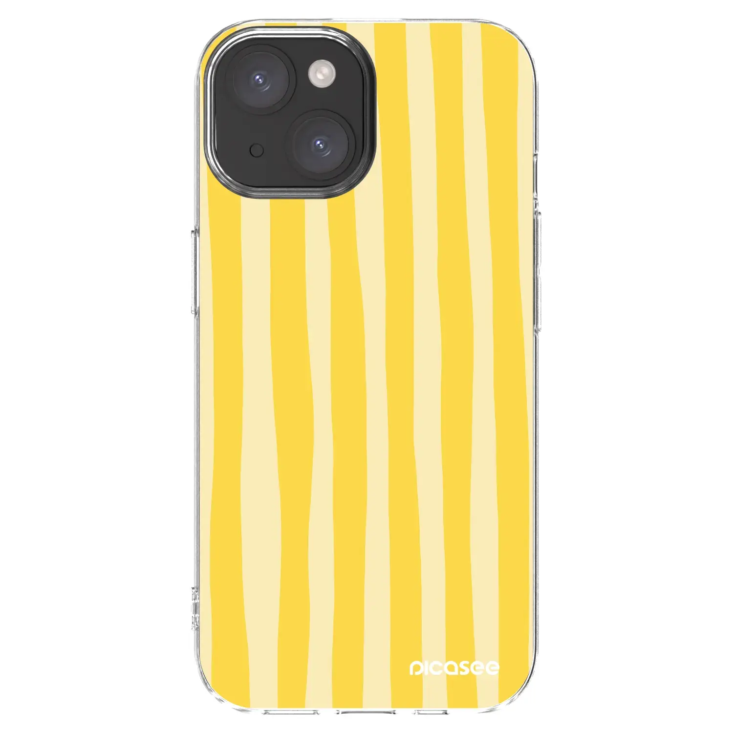 Silikonový průhledný obal pro Apple iPhone 15 - Lines lemon