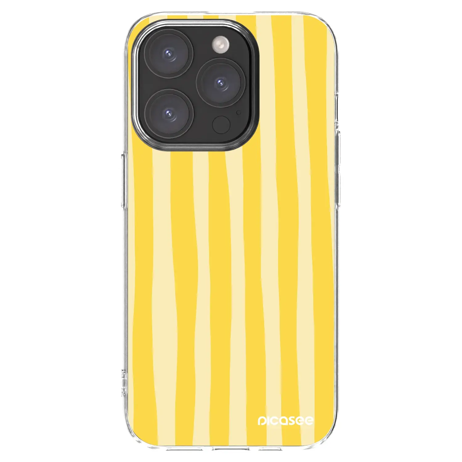 Silikonový průhledný obal pro Apple iPhone 15 Pro - Lines lemon