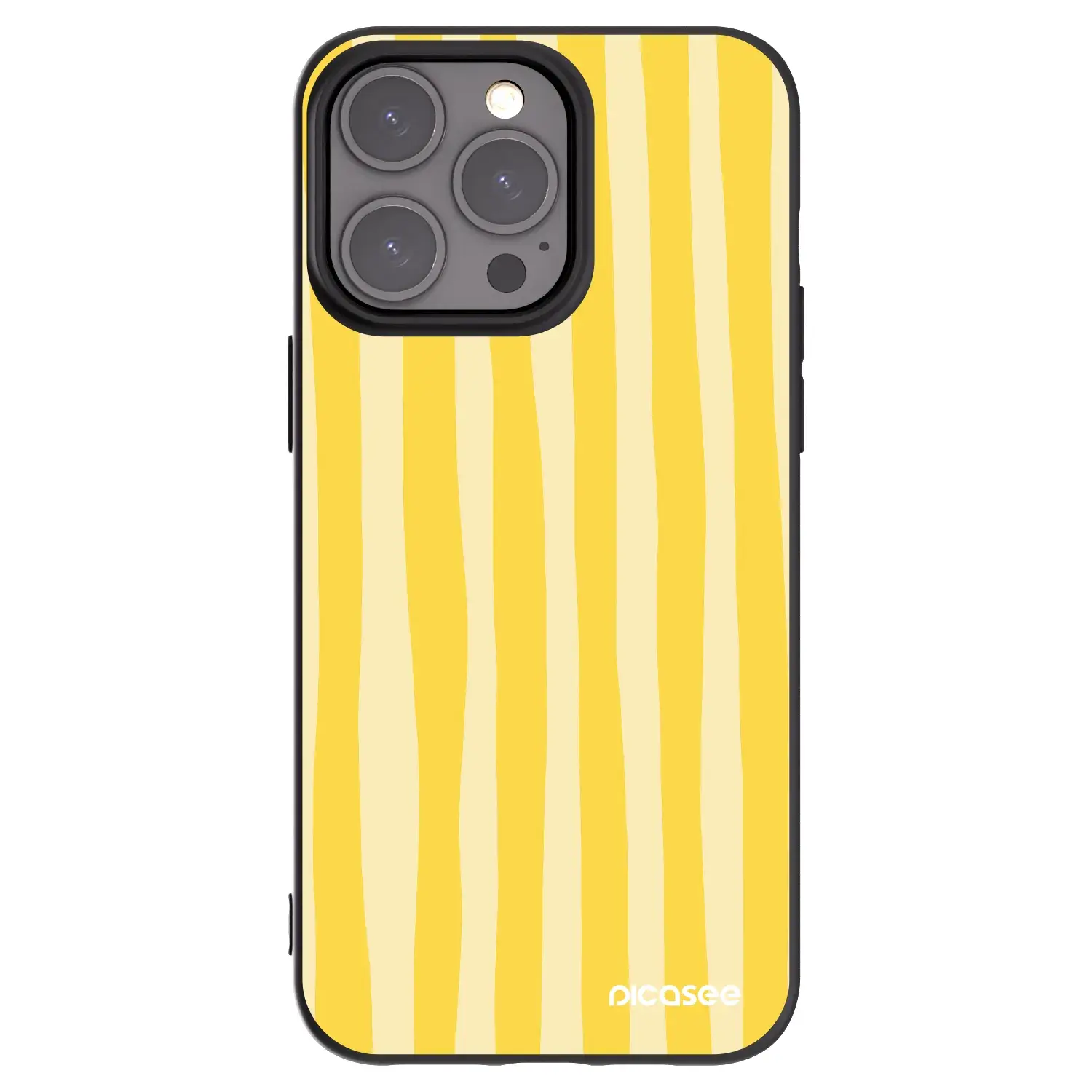 Silikonový černý obal pro Apple iPhone 15 Pro Max - Lines lemon