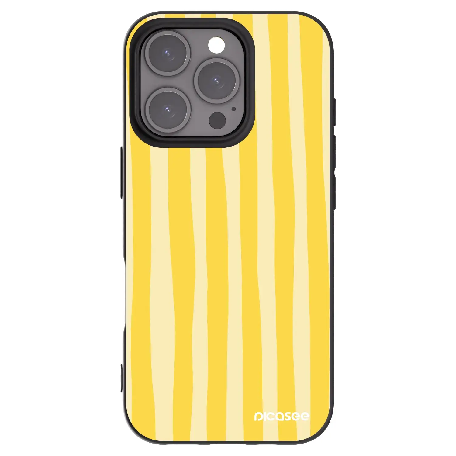 Silikonový černý obal pro Apple iPhone 16 Pro - Lines lemon