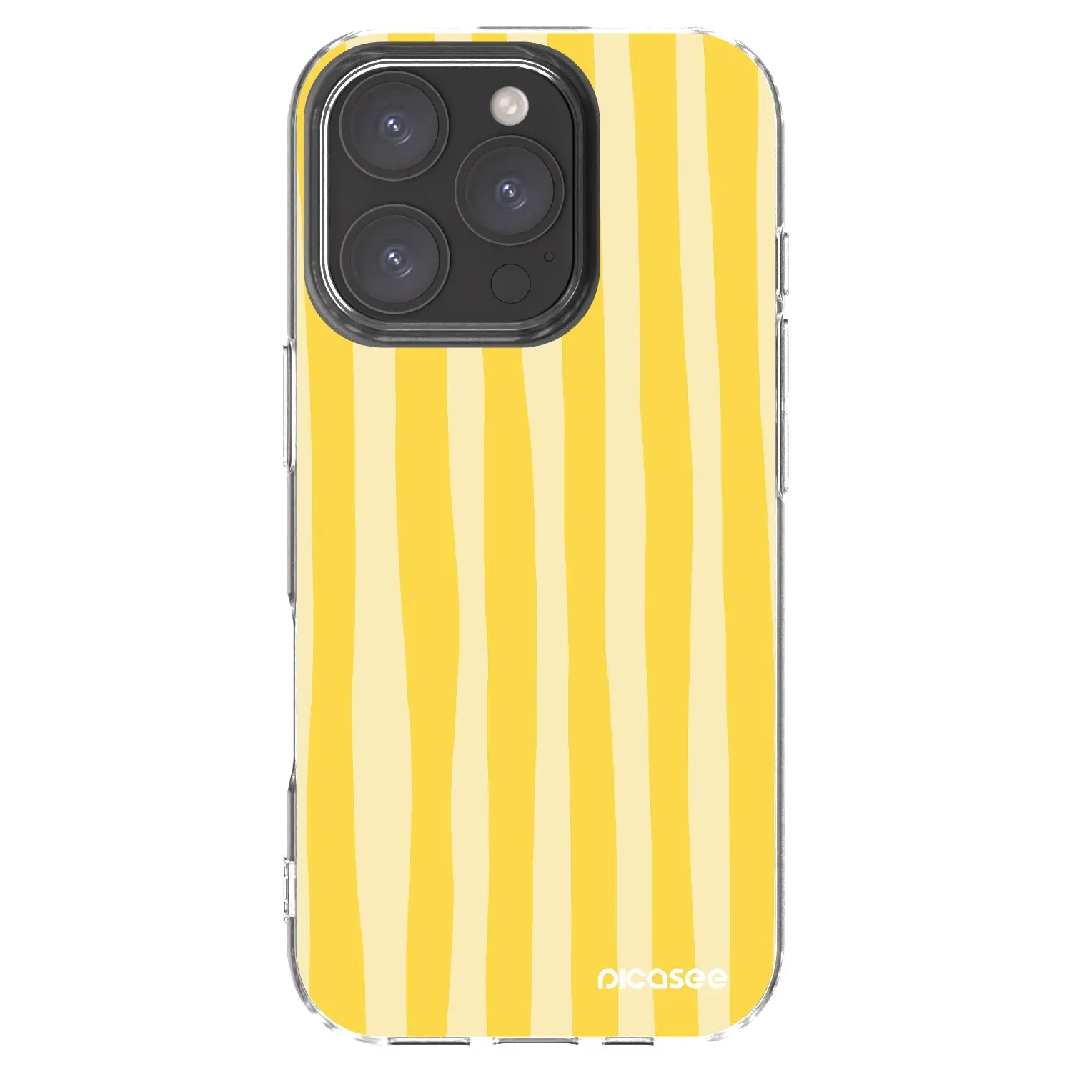 Silikonový průhledný obal pro Apple iPhone 16 Pro - Lines lemon