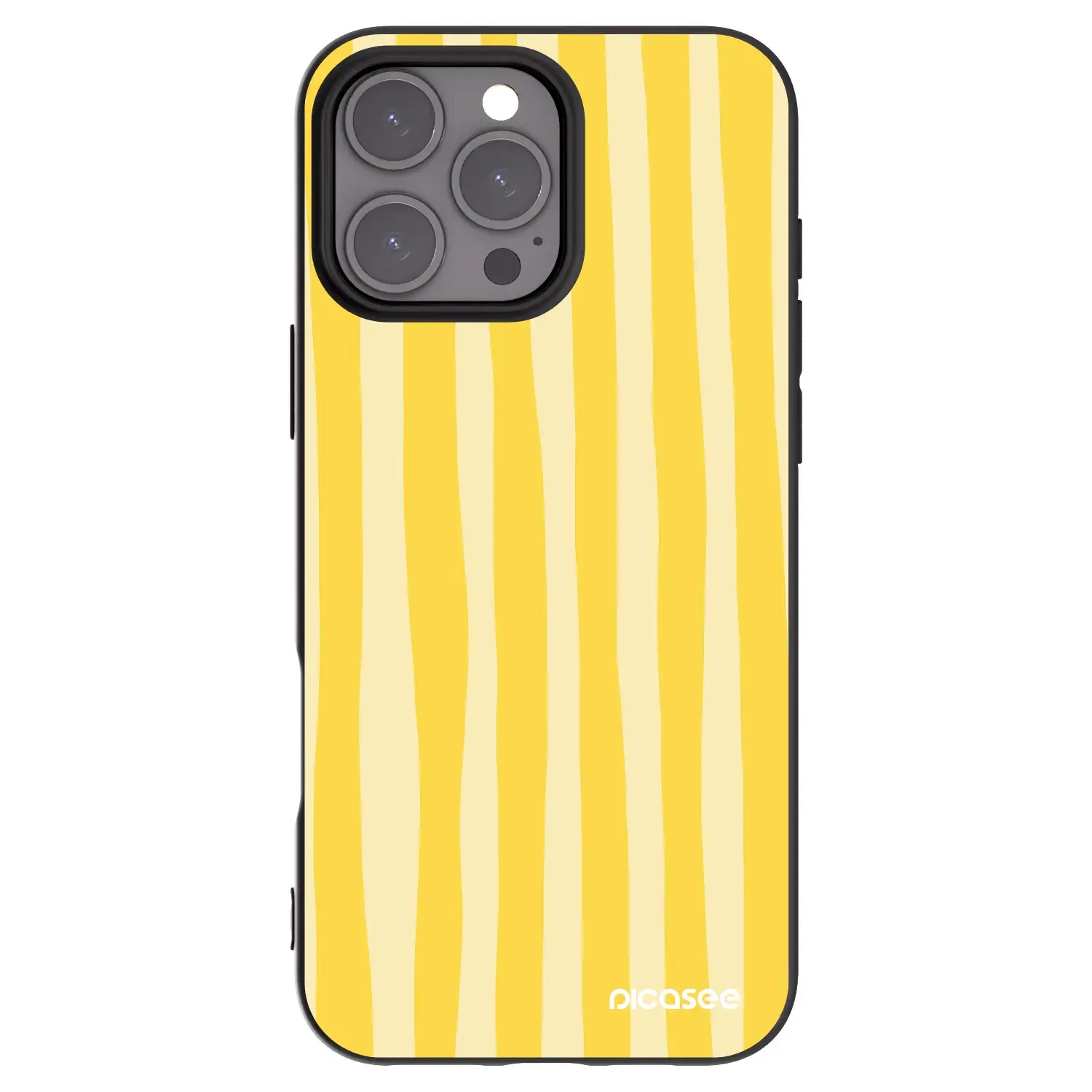 Silikonový černý obal pro Apple iPhone 16 Pro Max - Lines lemon