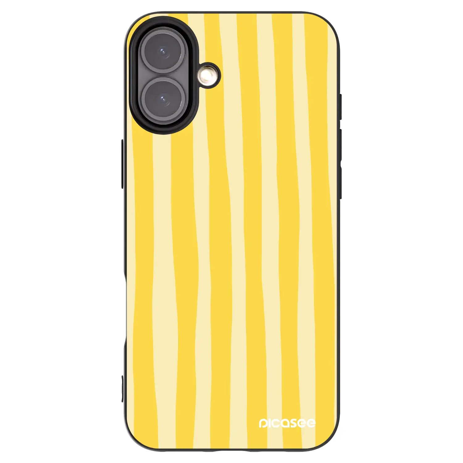 Silikonový černý obal pro Apple iPhone 16 Plus - Lines lemon