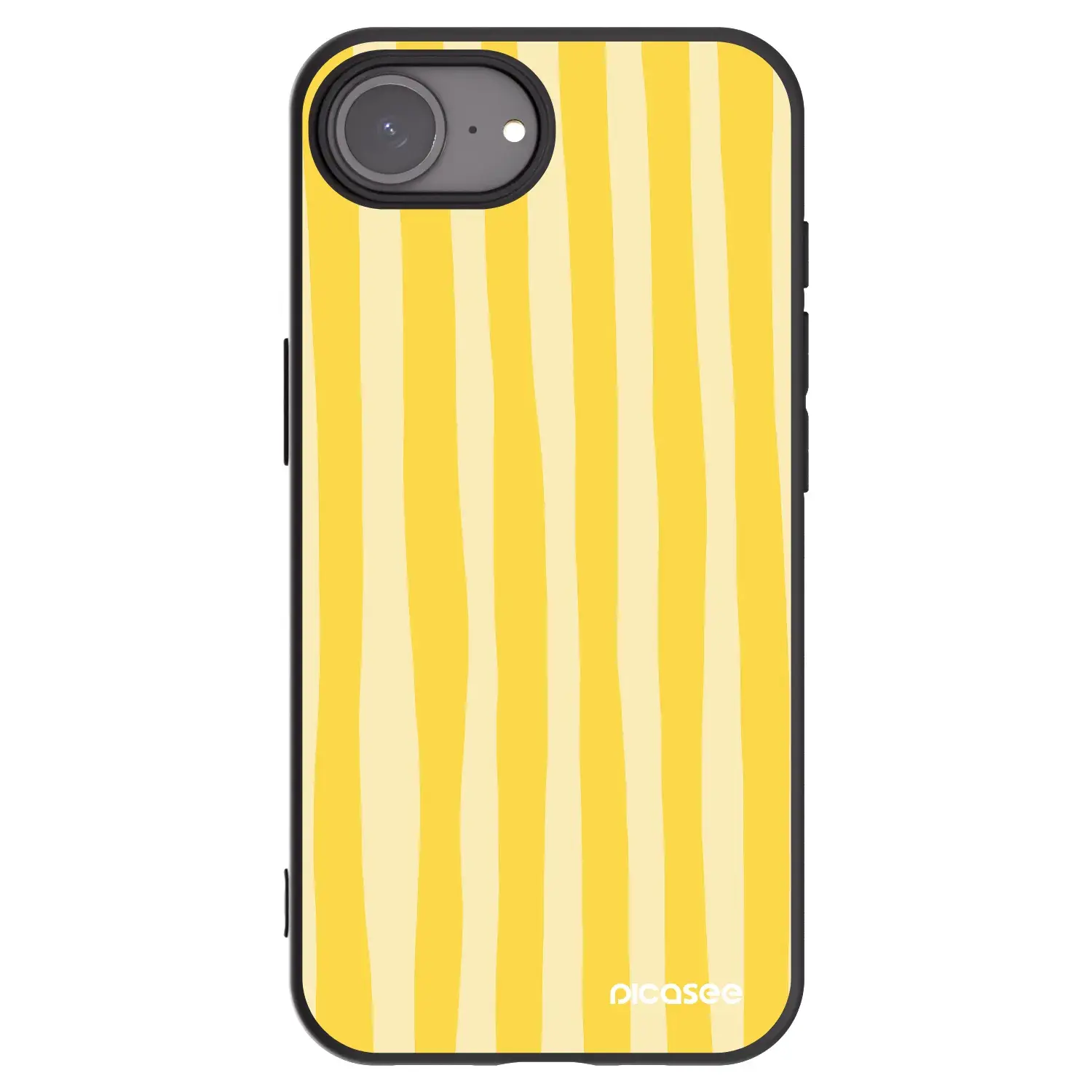 Silikonový černý obal pro Apple iPhone 16e - Lines lemon