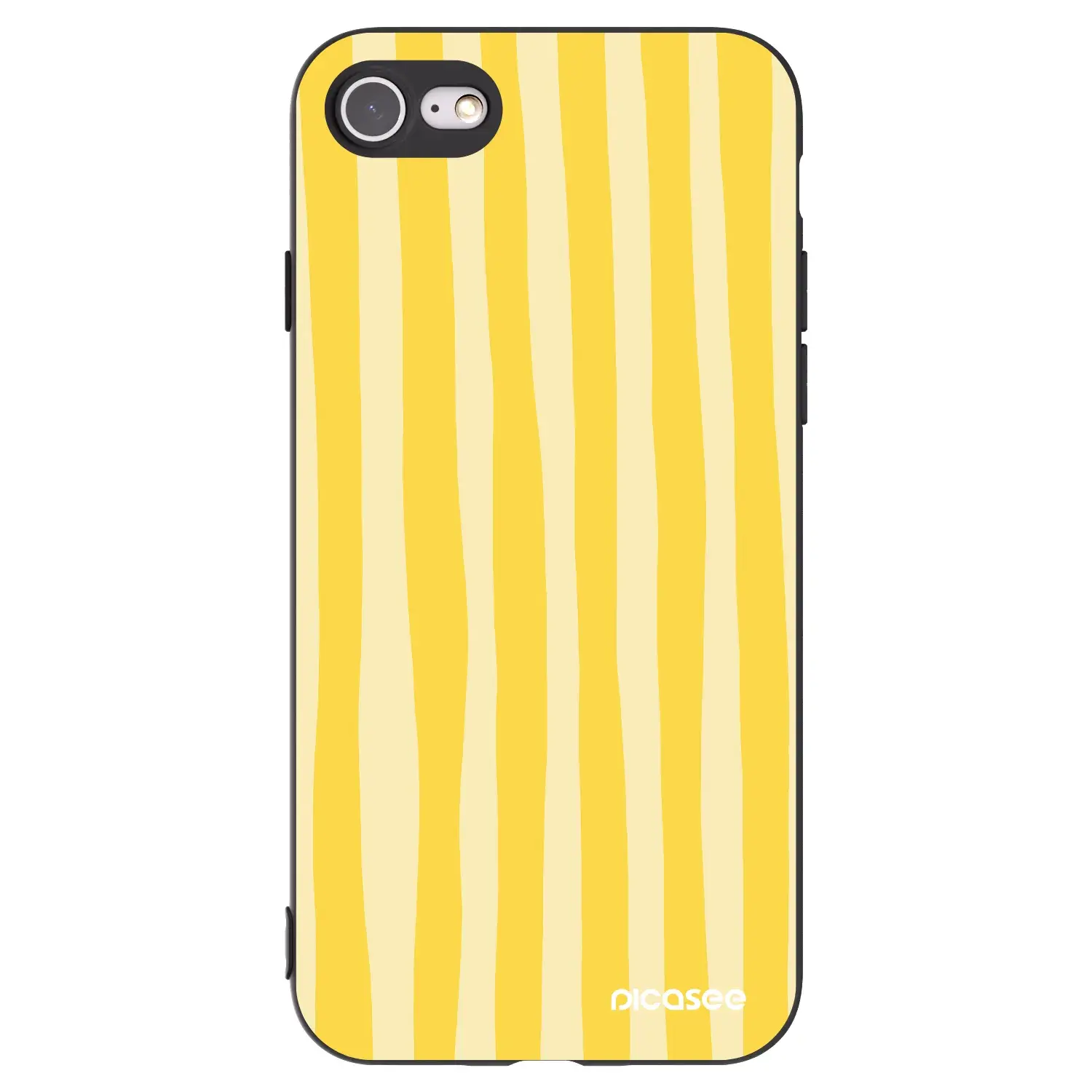 Silikonový černý obal pro Apple iPhone SE 2020 - Lines lemon