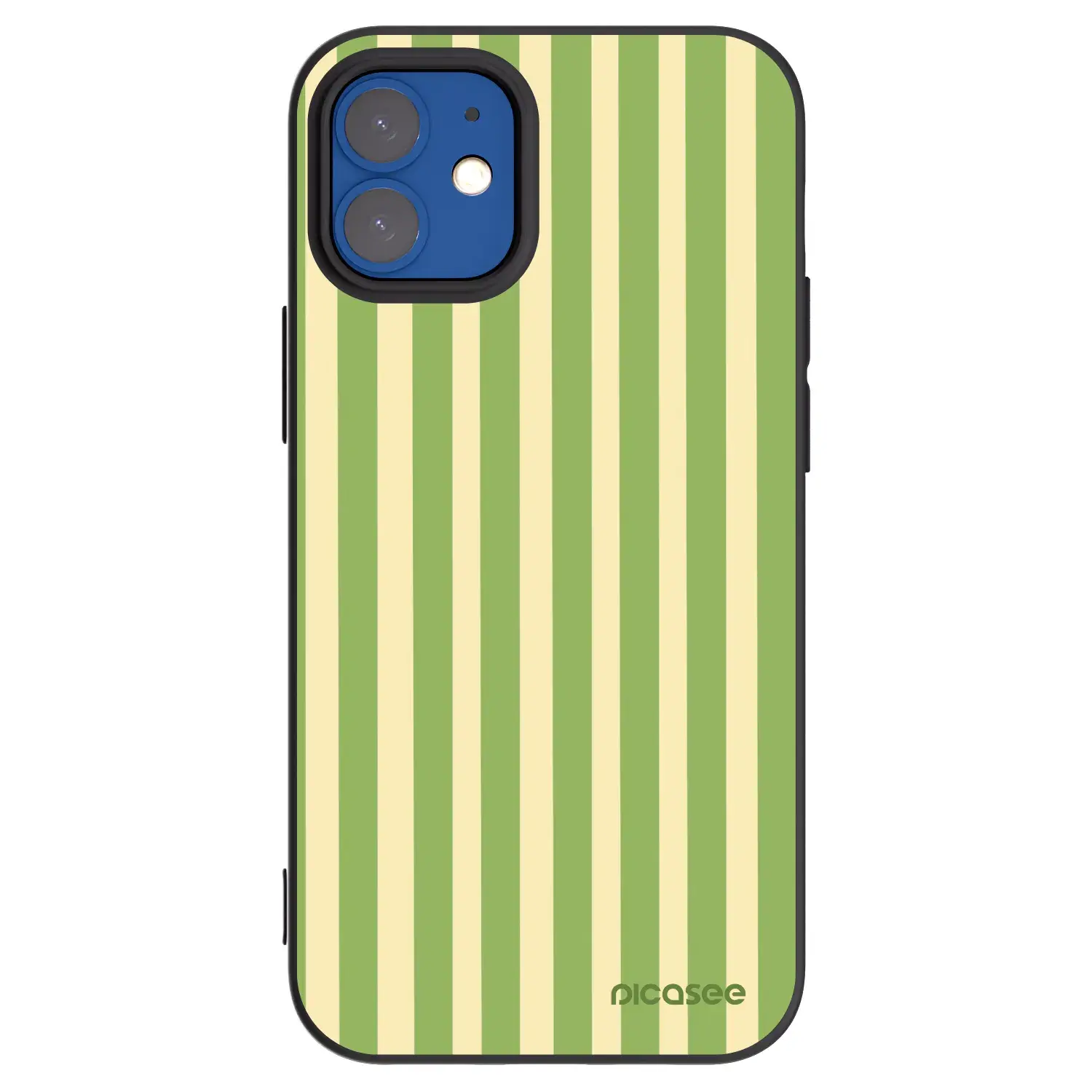 Silikonový černý obal pro Apple iPhone 12 mini - Lines Matcha