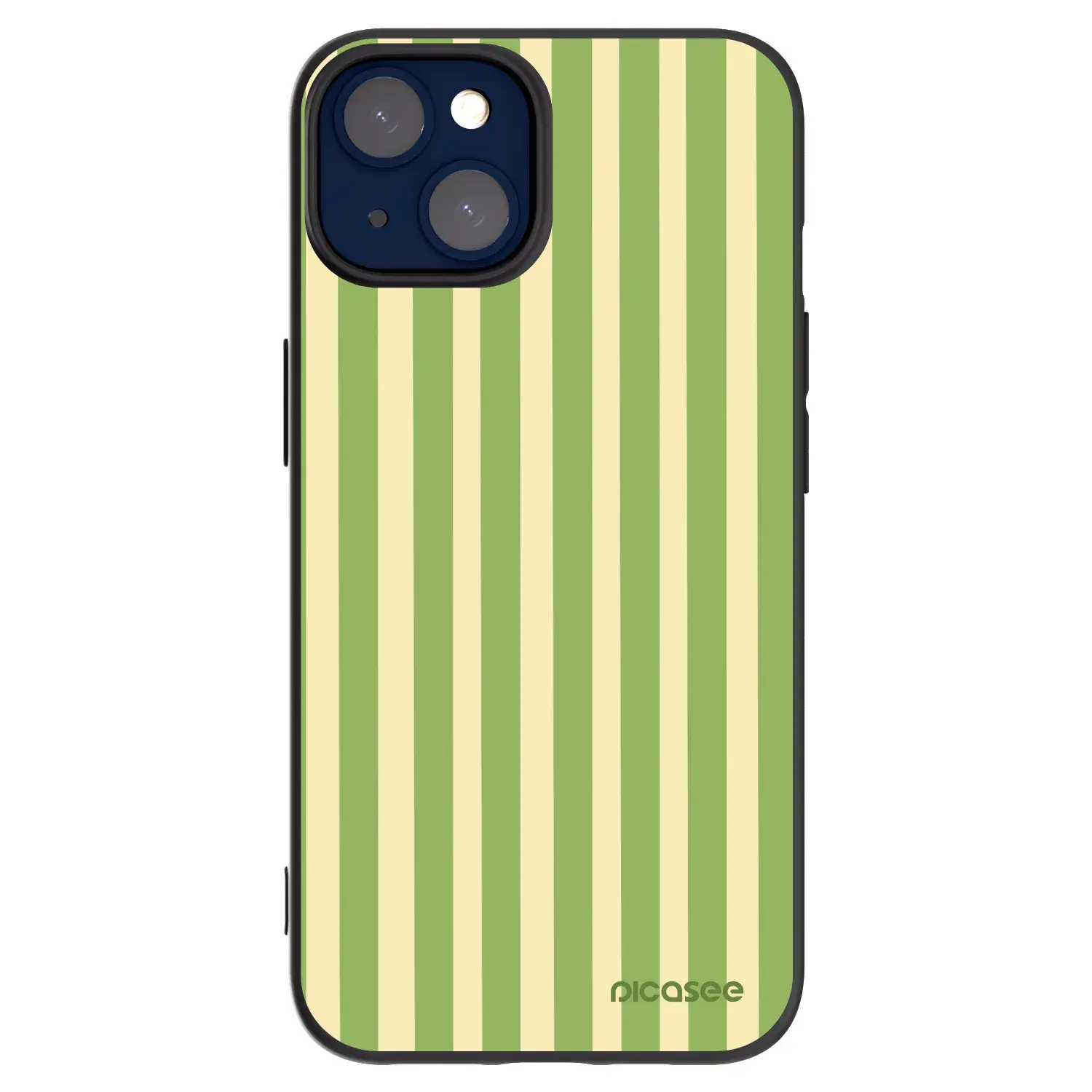 Silikonový černý obal pro Apple iPhone 14 - Lines Matcha