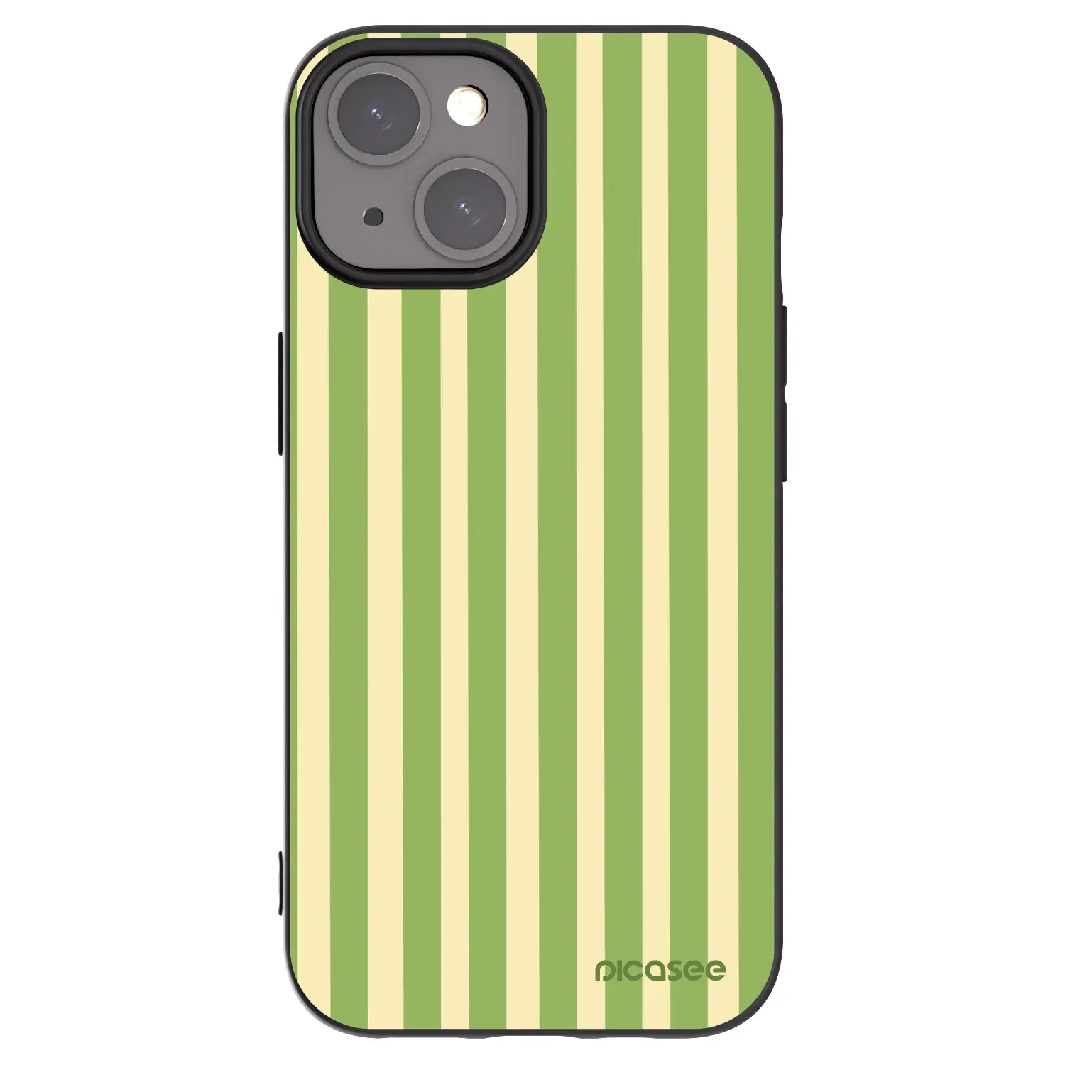 Silikonový černý obal pro Apple iPhone 15 - Lines Matcha