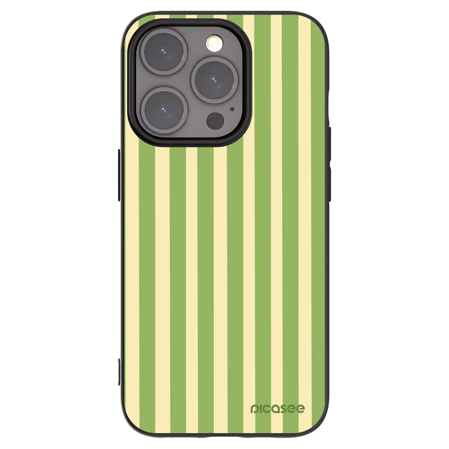 Silikonový černý obal pro Apple iPhone 15 Pro - Lines Matcha