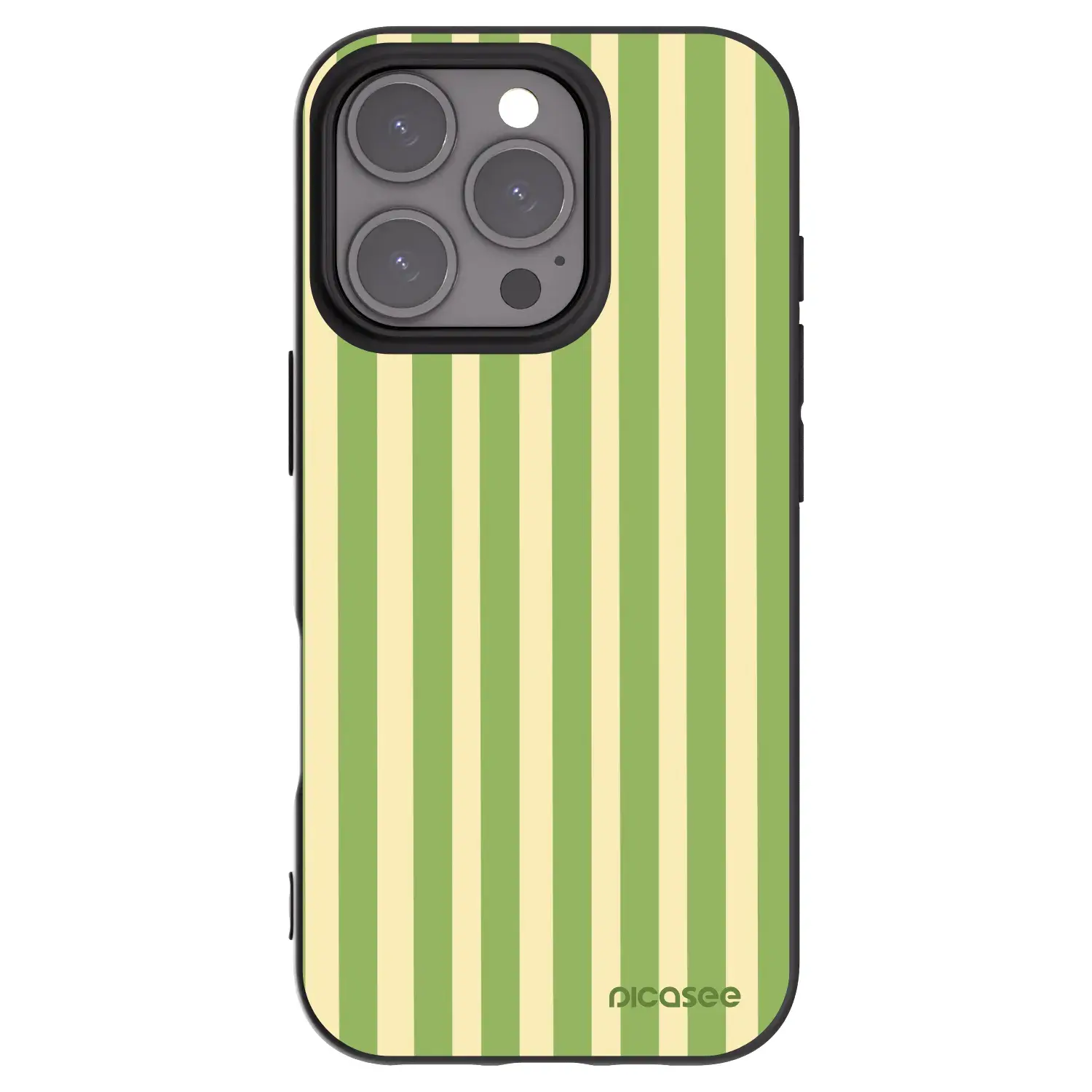 Silikonový černý obal pro Apple iPhone 16 Pro - Lines Matcha