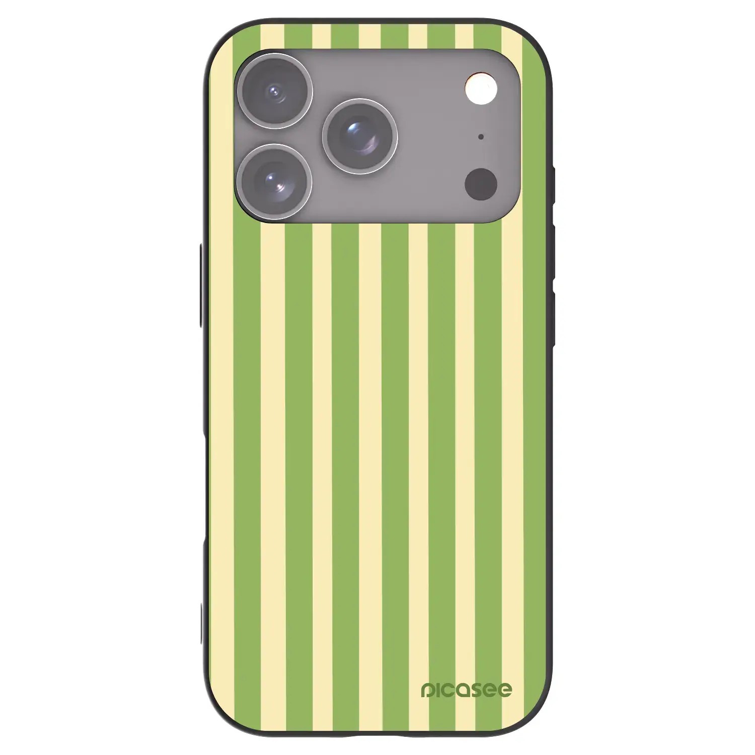 Silikonový černý obal pro Apple iPhone 17 Pro - Lines Matcha