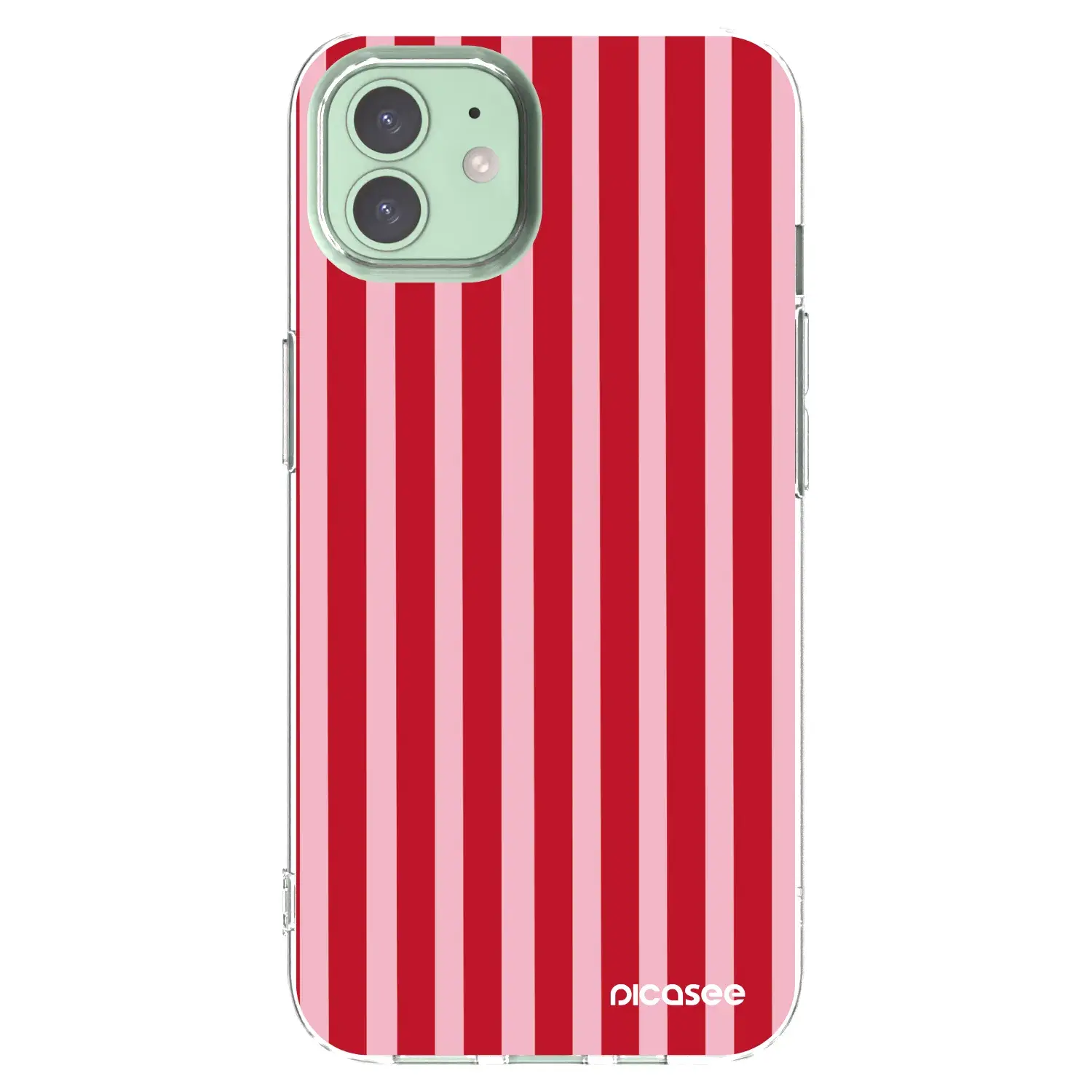 Silikonový průhledný obal pro Apple iPhone 12 - Lines red