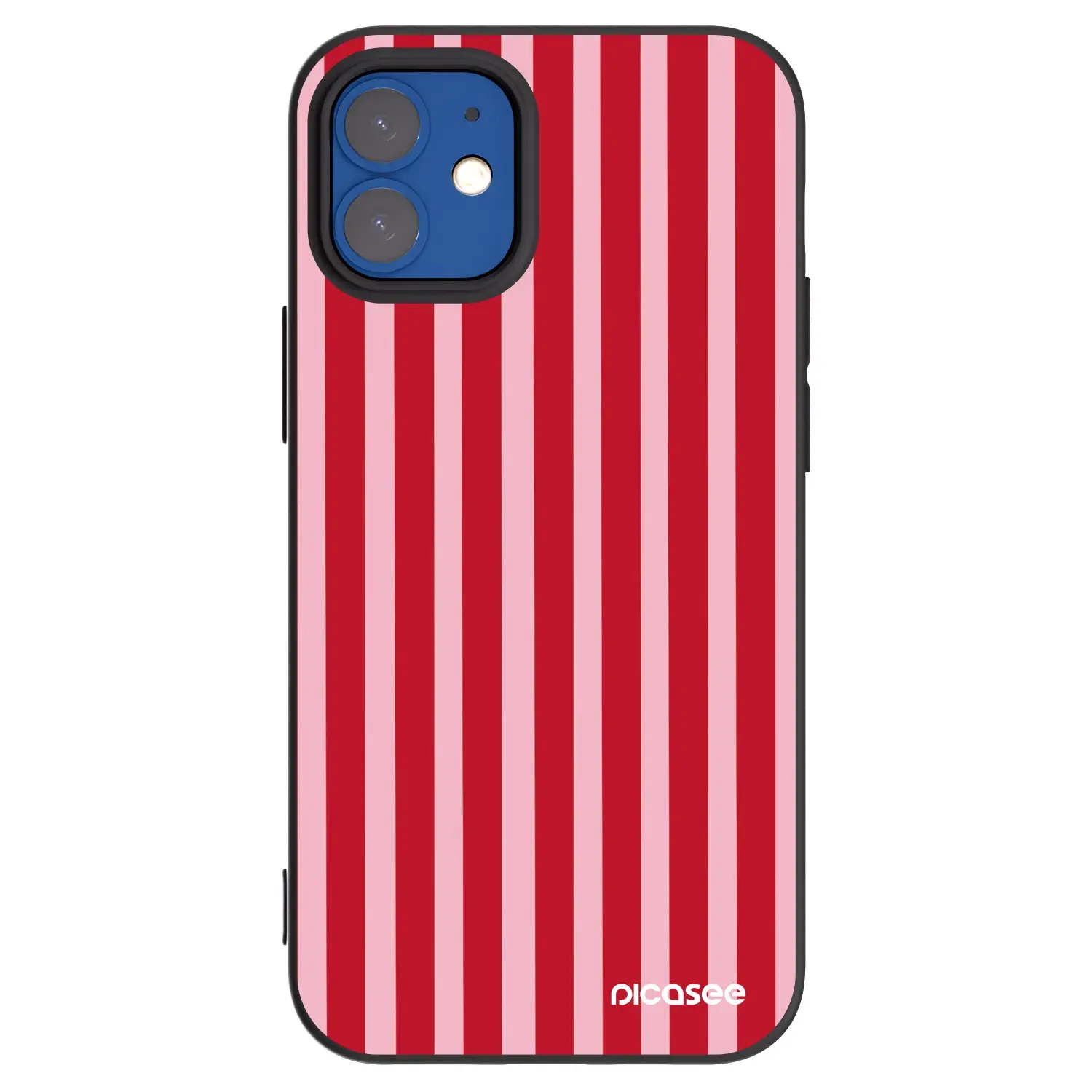 Silikonový černý obal pro Apple iPhone 12 mini - Lines red