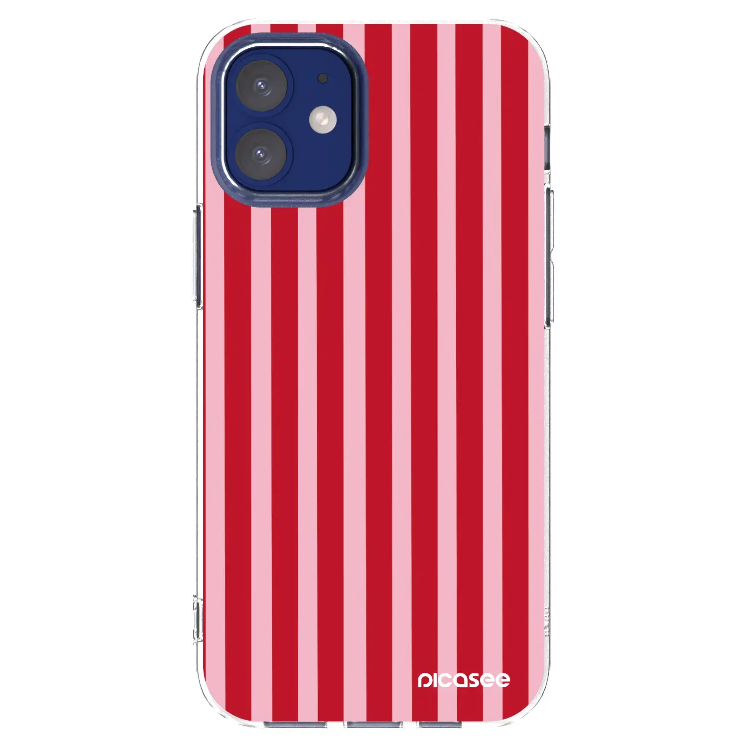 Silikonový průhledný obal pro Apple iPhone 12 mini - Lines red