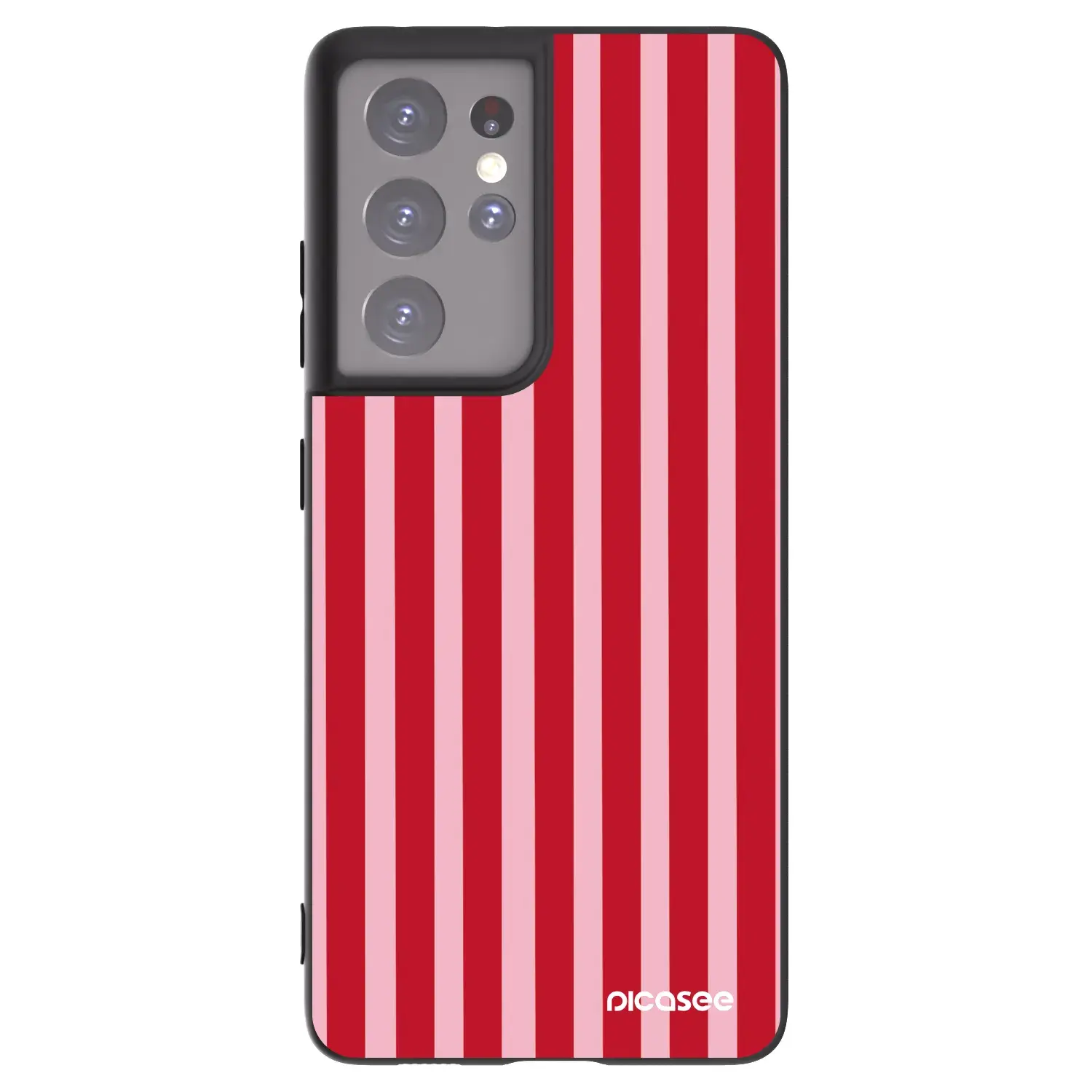 Silikonový černý obal pro Samsung Galaxy S21 Ultra 5G G998B - Lines red