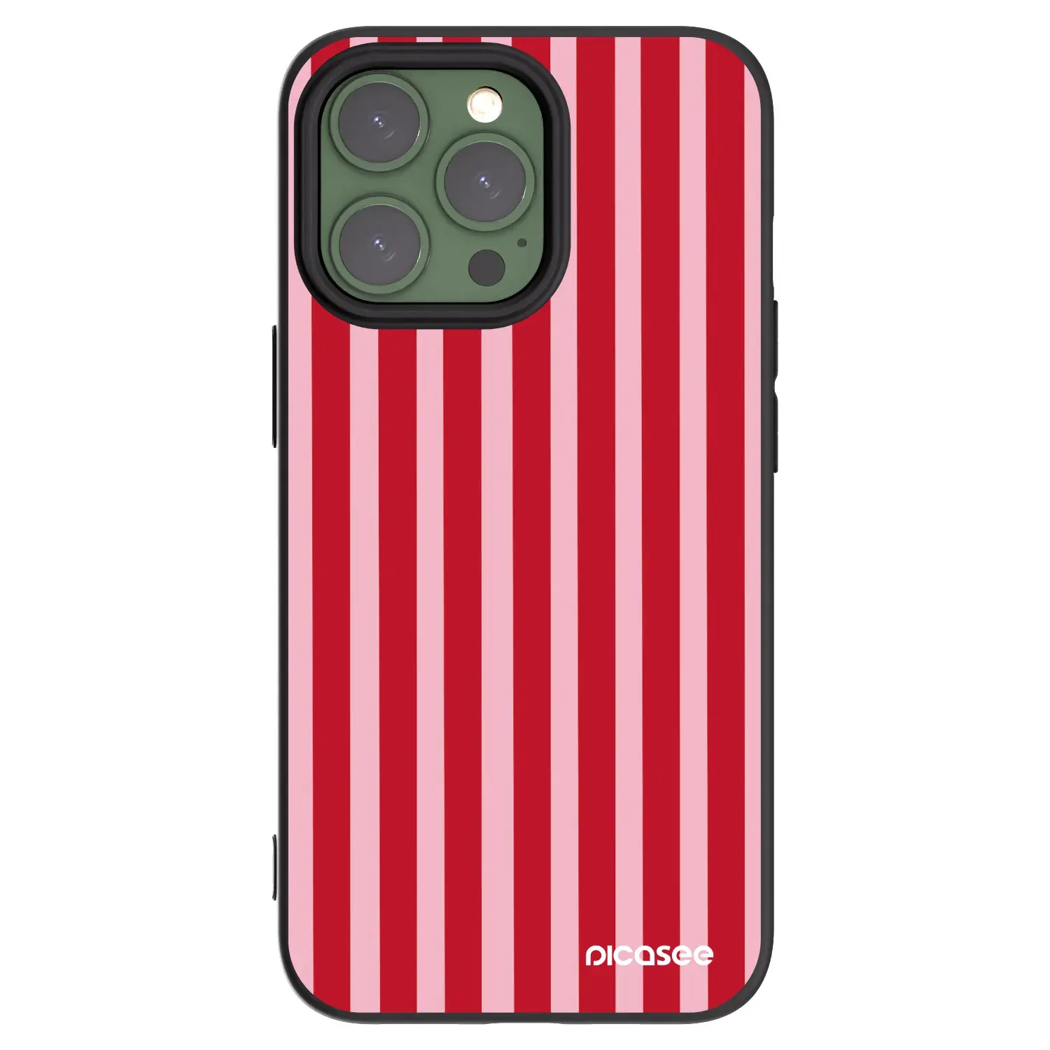 Silikonový černý obal pro Apple iPhone 13 Pro - Lines red