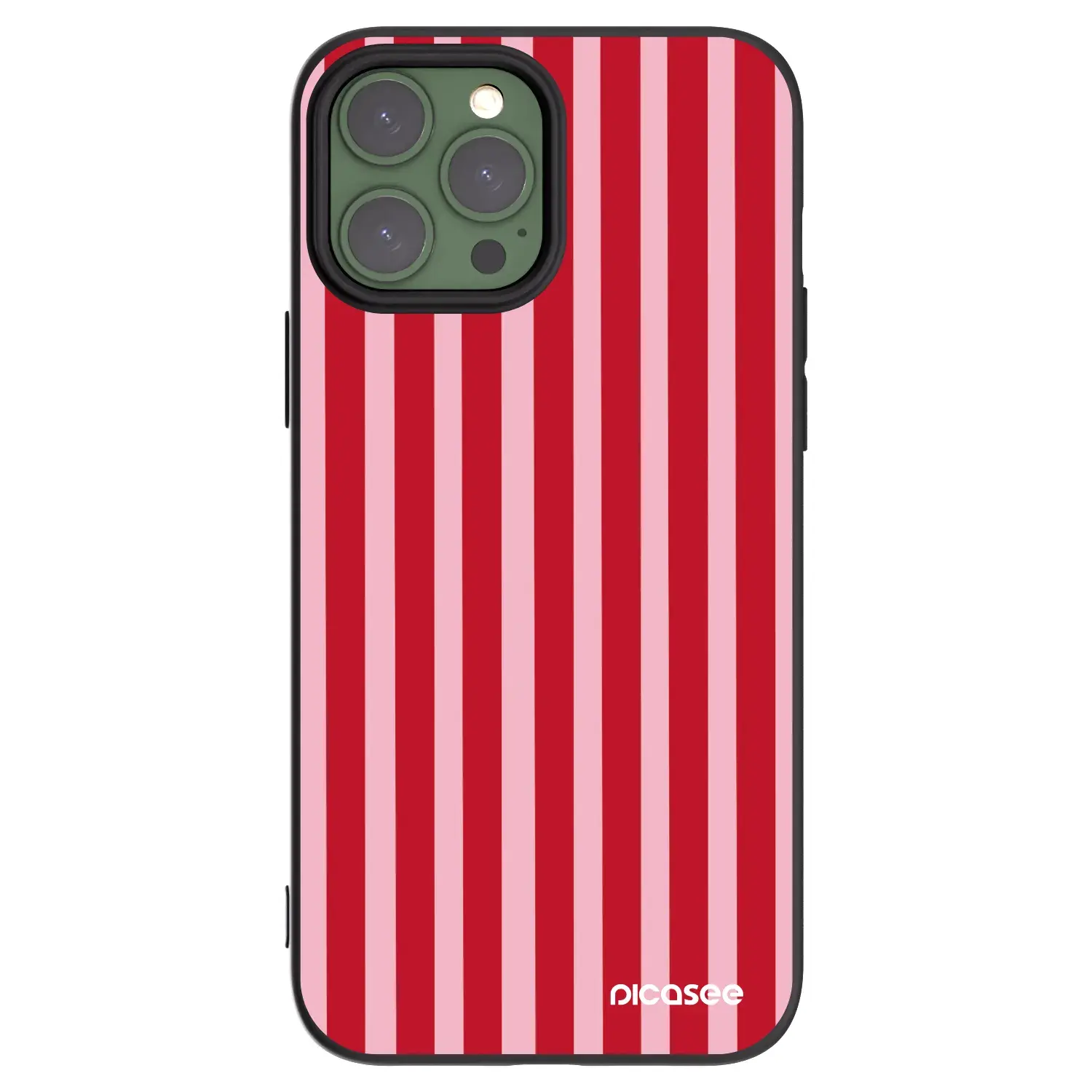Silikonový černý obal pro Apple iPhone 13 Pro Max - Lines red