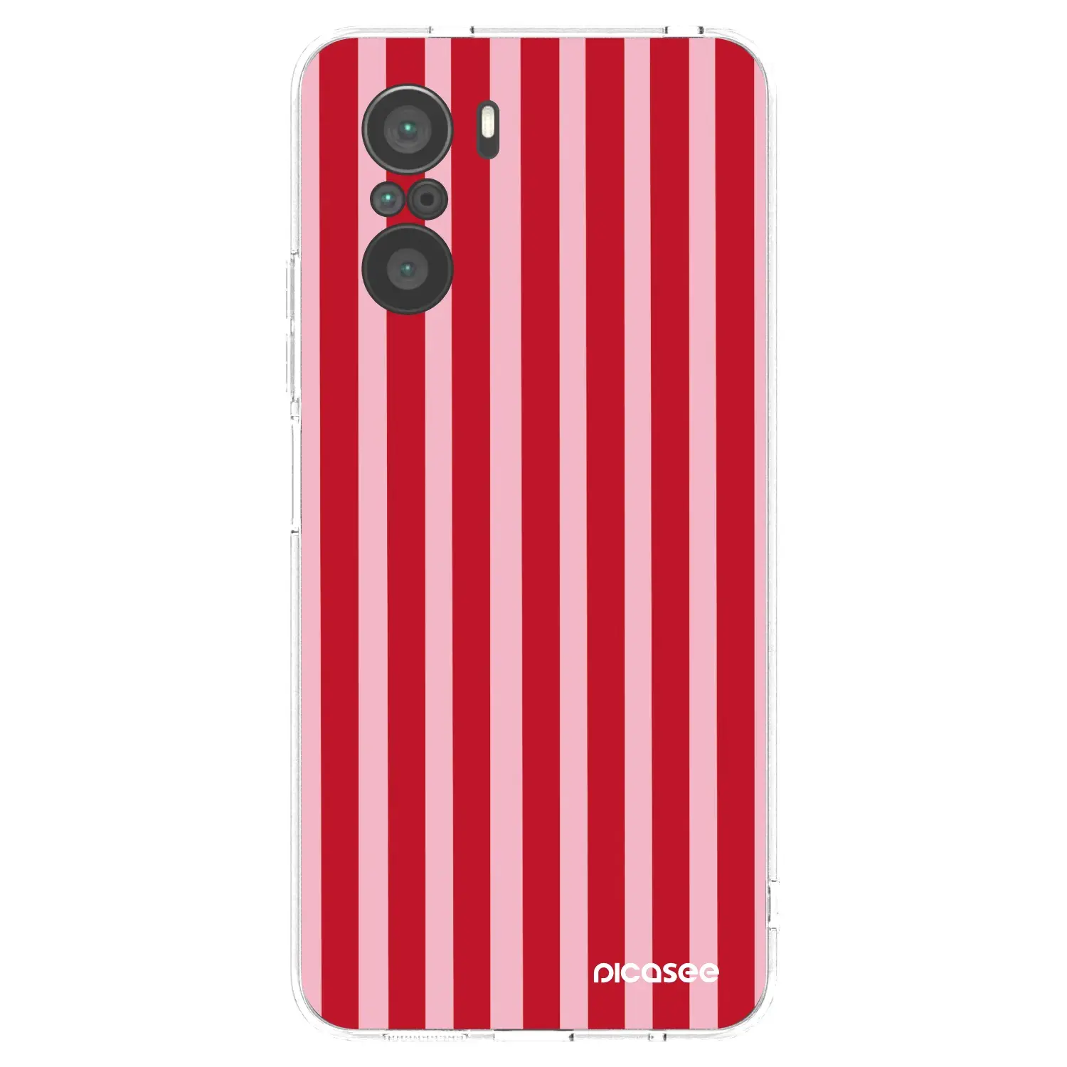 Silikonový průhledný obal pro Xiaomi Poco F3 - Lines red