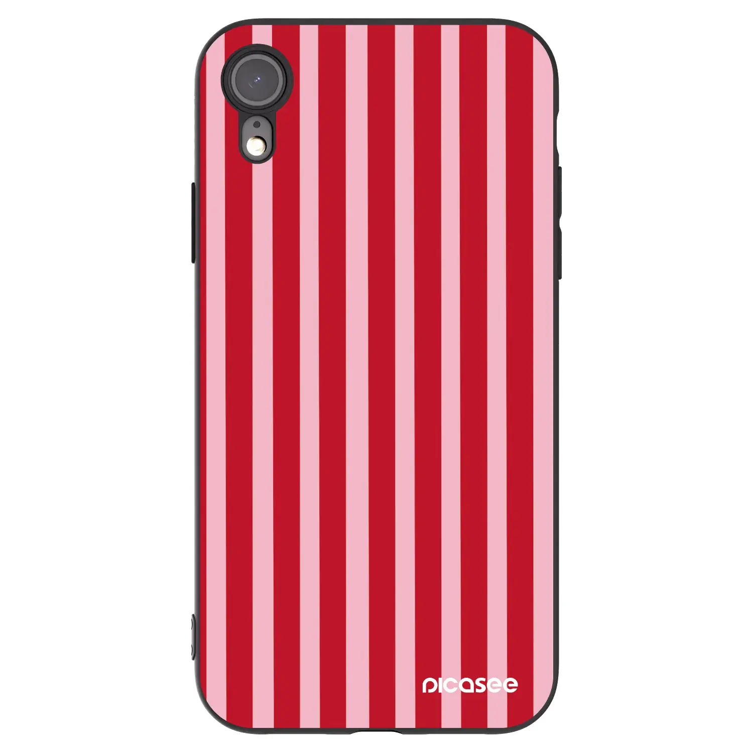 Silikonový černý obal pro Apple iPhone XR - Lines red