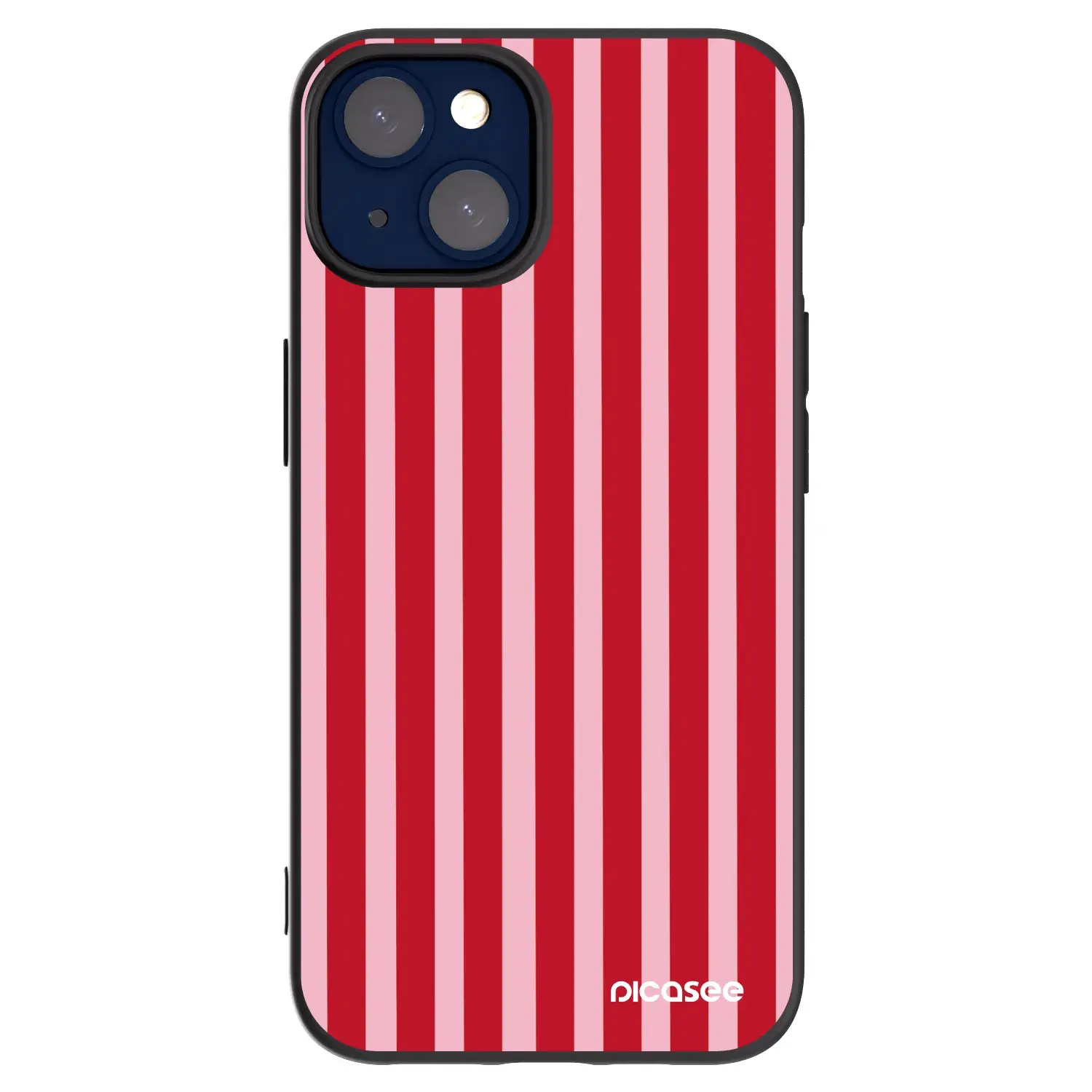Silikonový černý obal pro Apple iPhone 14 - Lines red