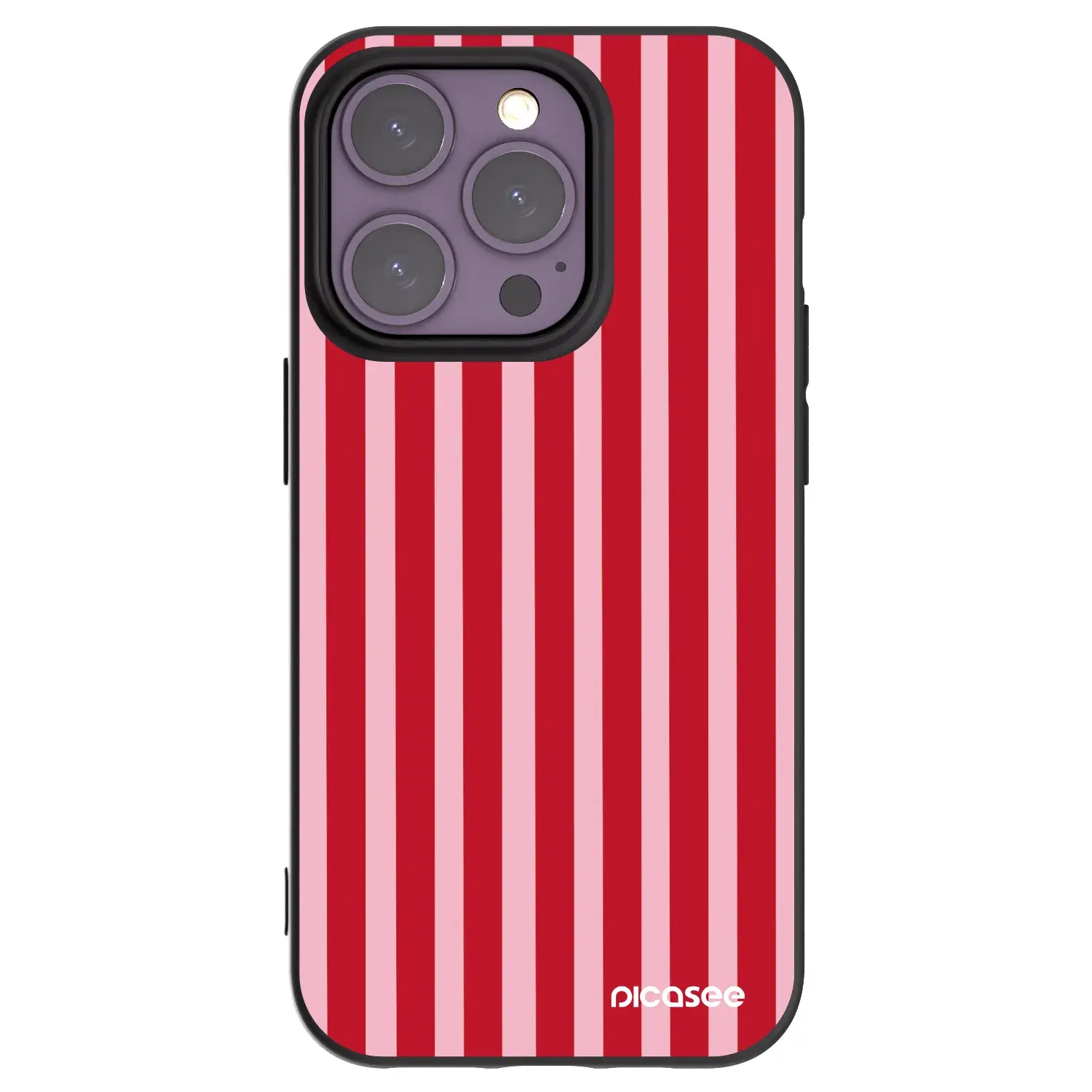 Silikonový černý obal pro Apple iPhone 14 Pro - Lines red