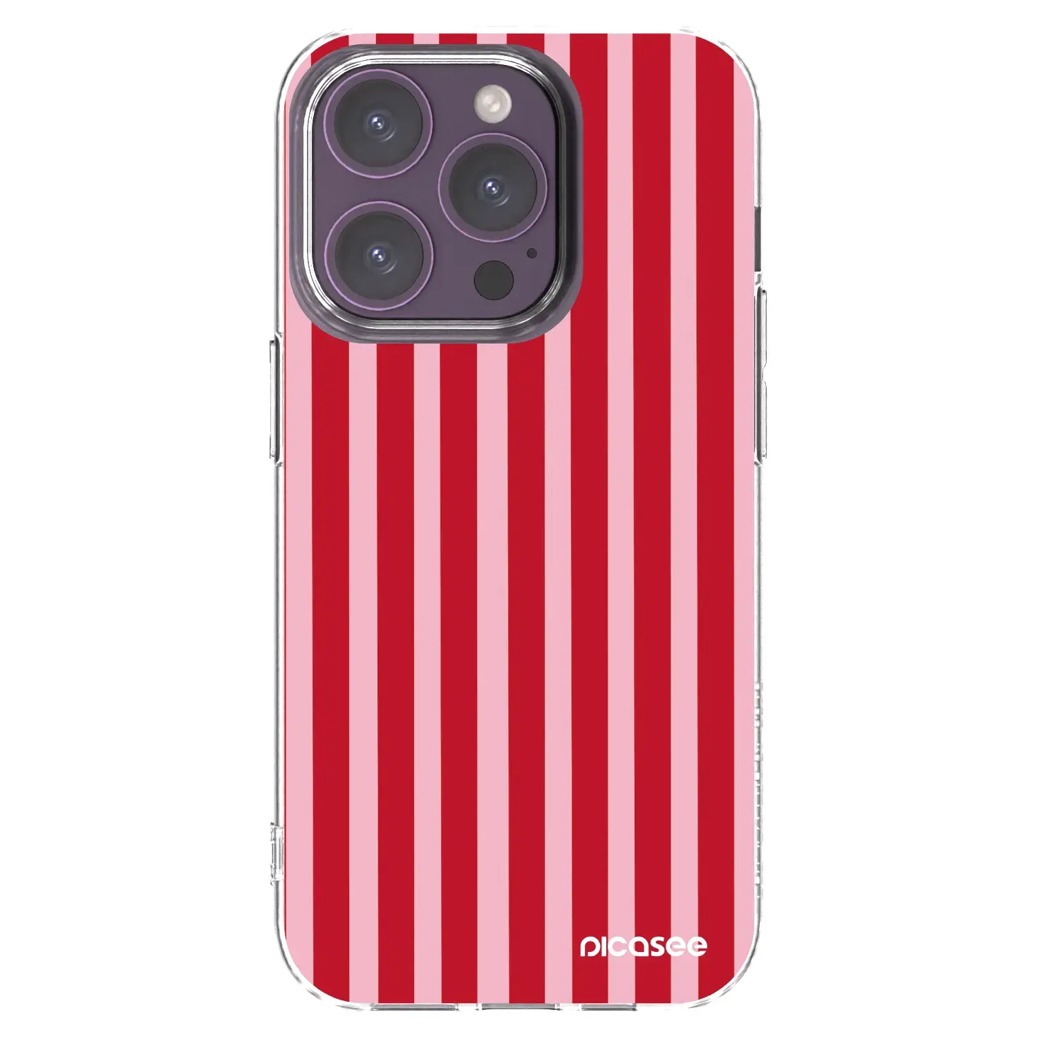 Silikonový průhledný obal pro Apple iPhone 14 Pro - Lines red