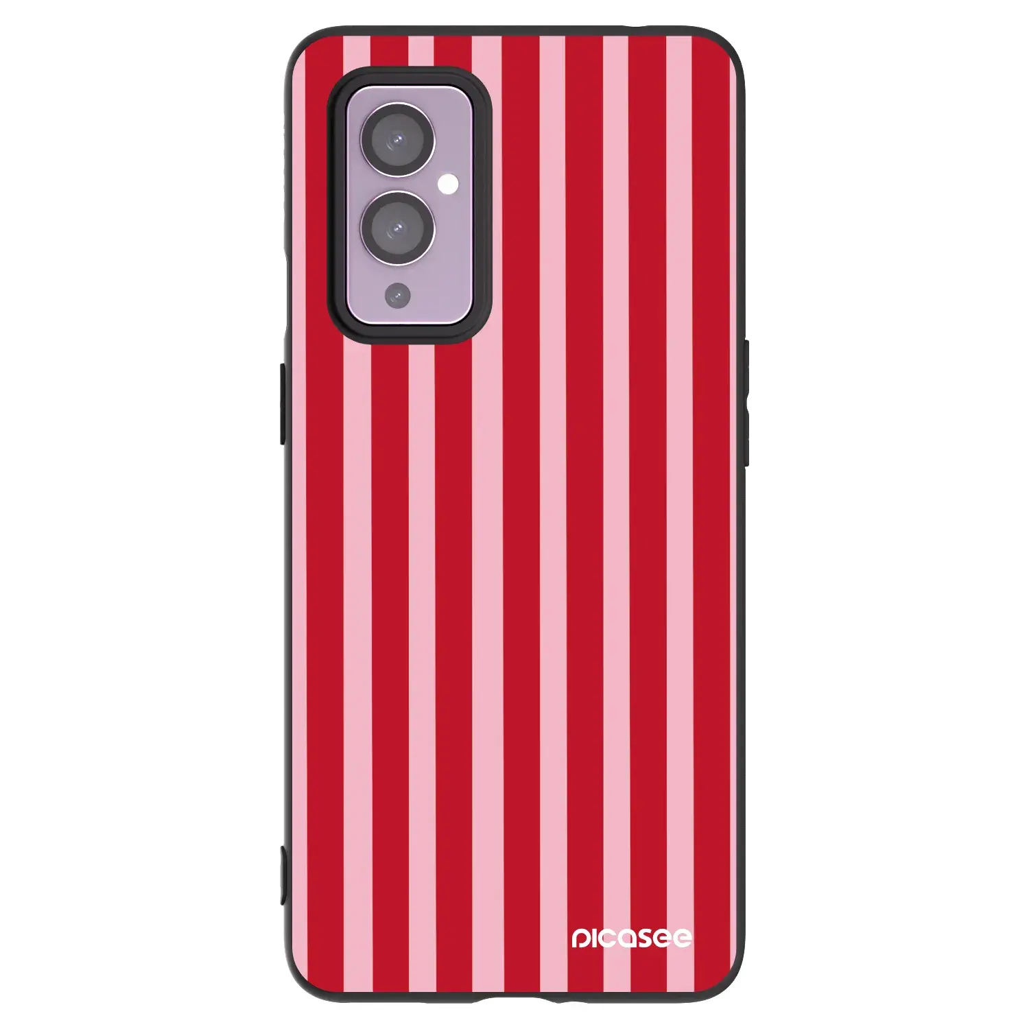 Silikonový černý obal pro OnePlus 9 - Lines red
