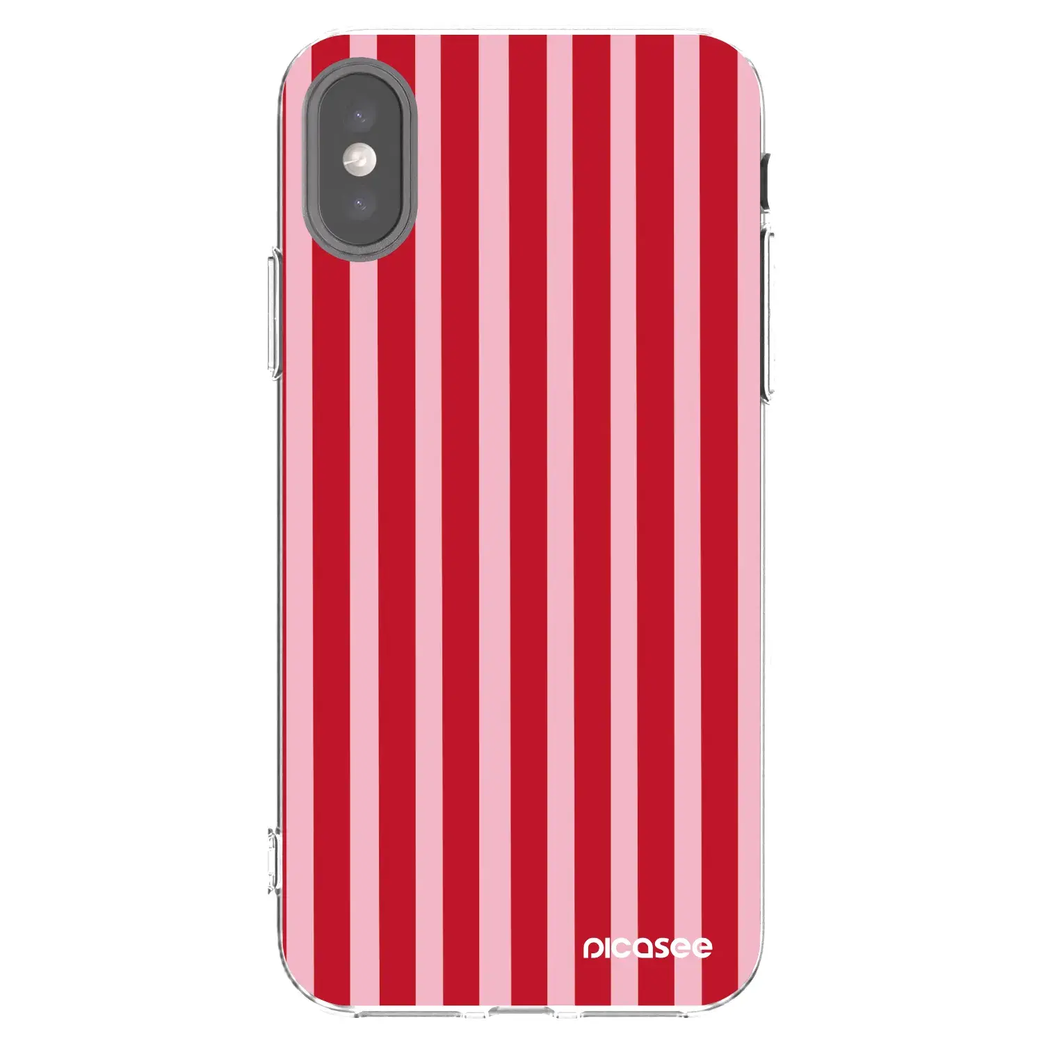 Silikonový průhledný obal pro Apple iPhone X/XS - Lines red