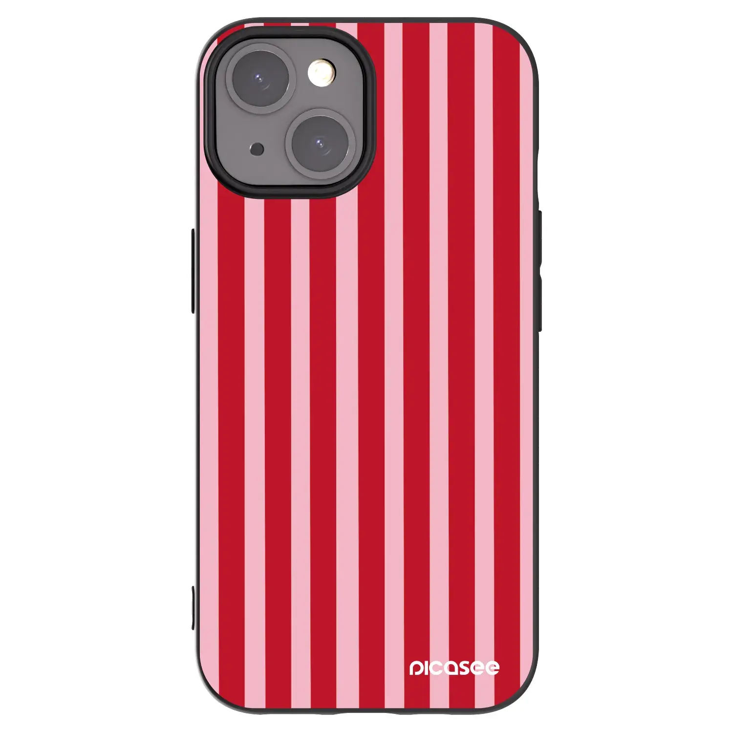 Silikonový černý obal pro Apple iPhone 15 - Lines red