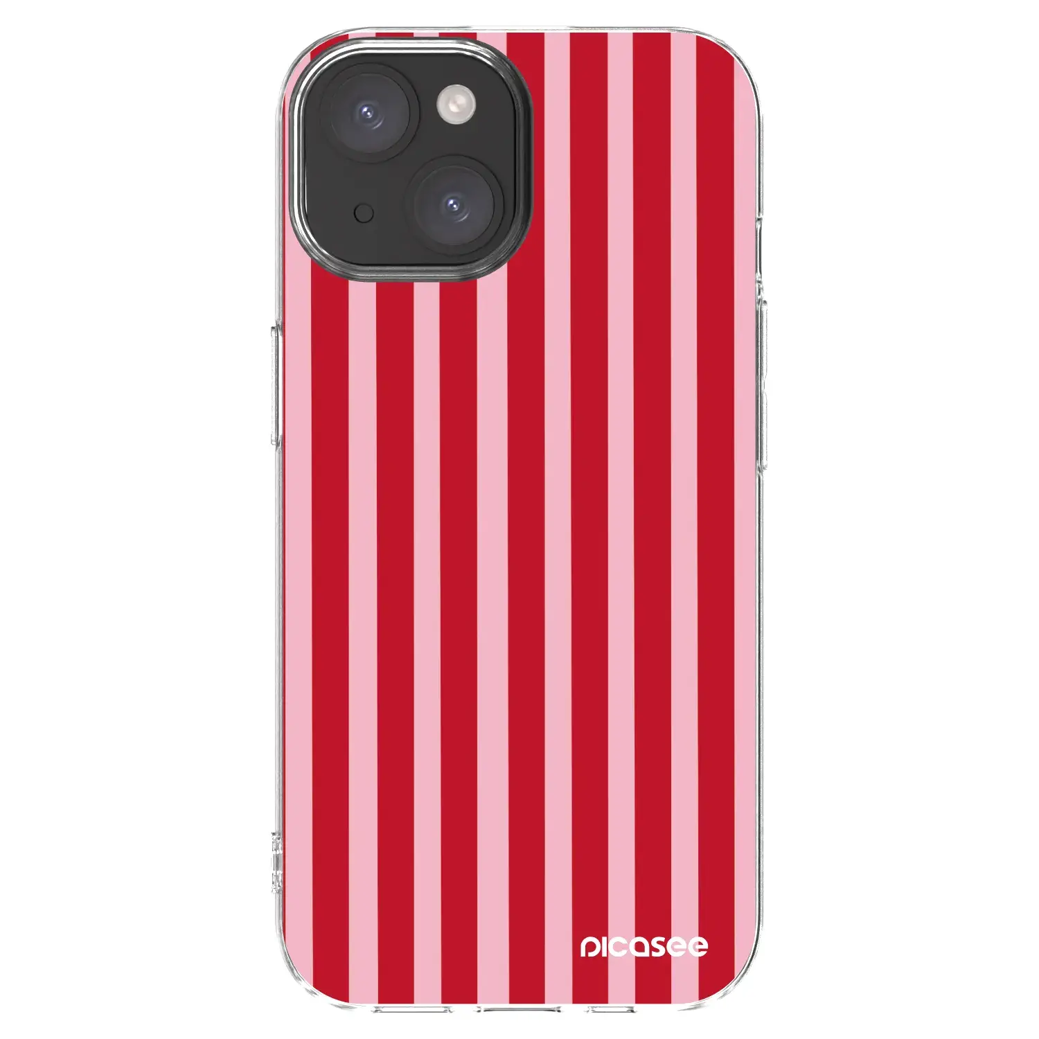 Silikonový průhledný obal pro Apple iPhone 15 - Lines red