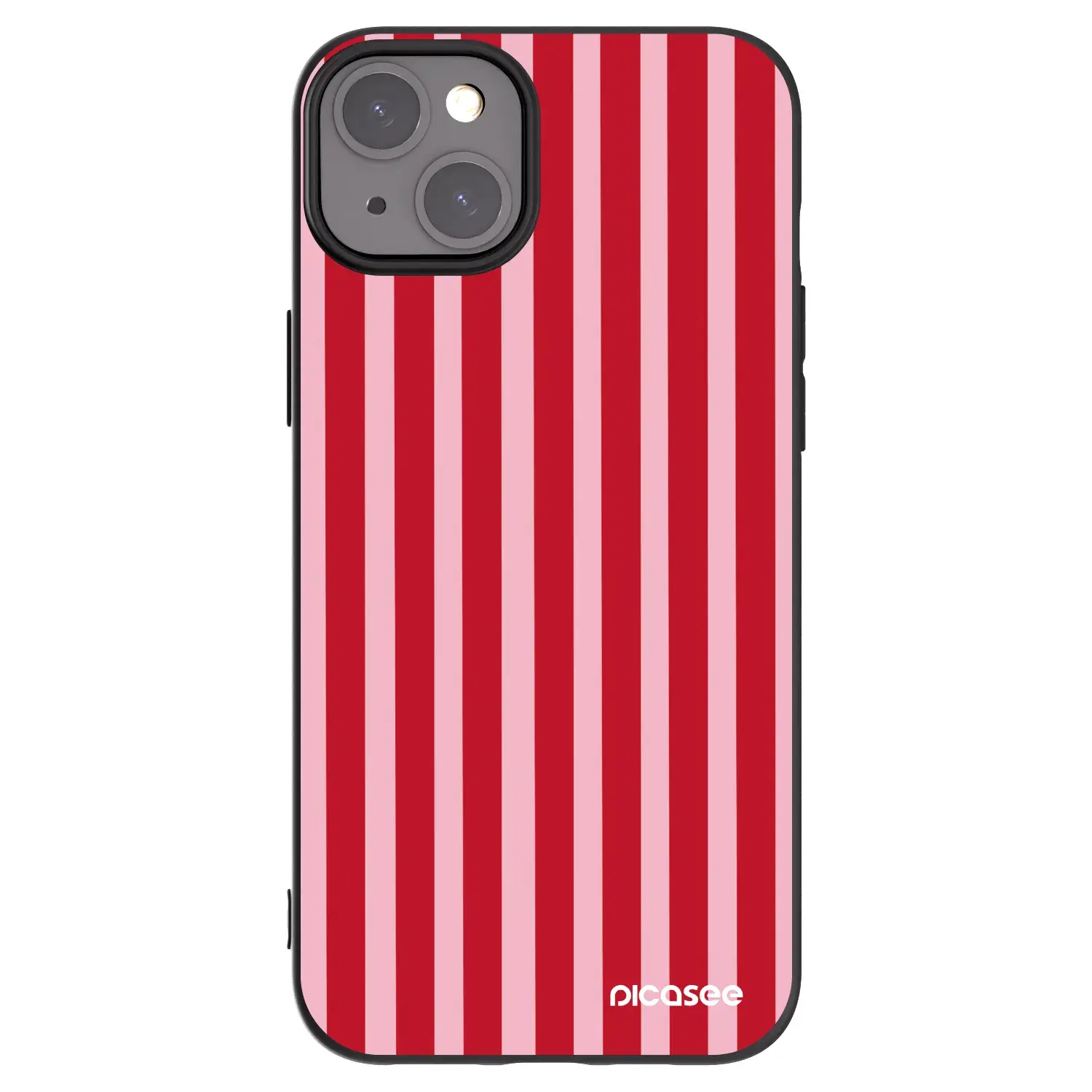 Silikonový černý obal pro Apple iPhone 15 Plus - Lines red