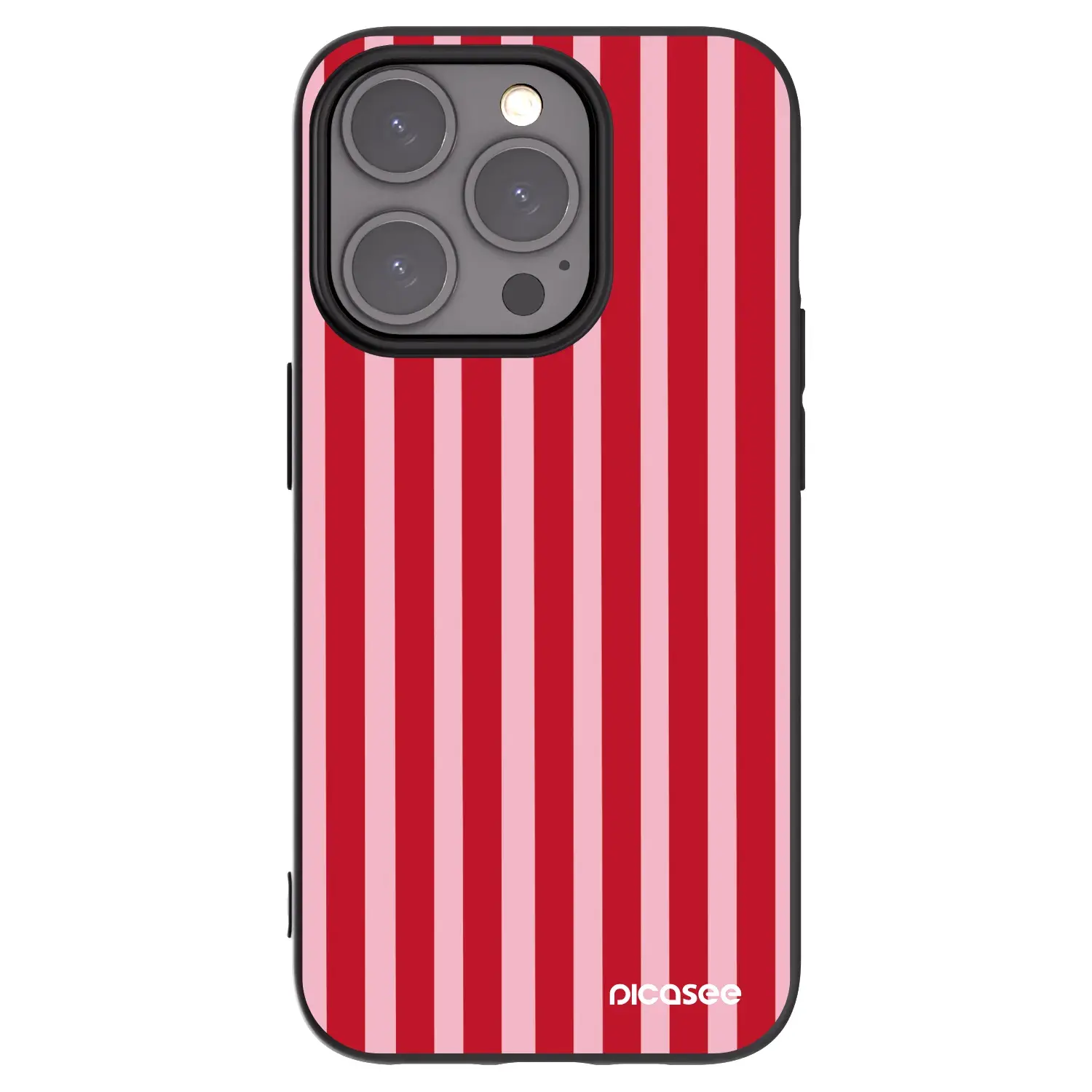 Silikonový černý obal pro Apple iPhone 15 Pro - Lines red