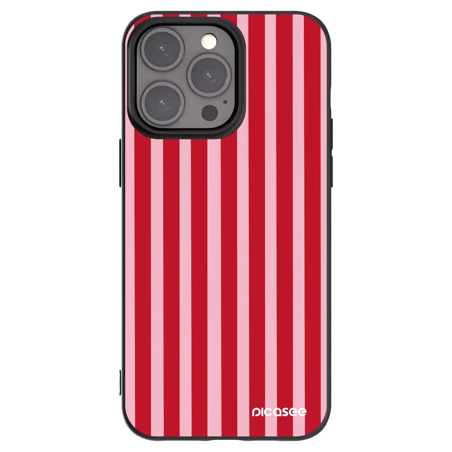 Silikonový černý obal pro Apple iPhone 15 Pro Max - Lines red
