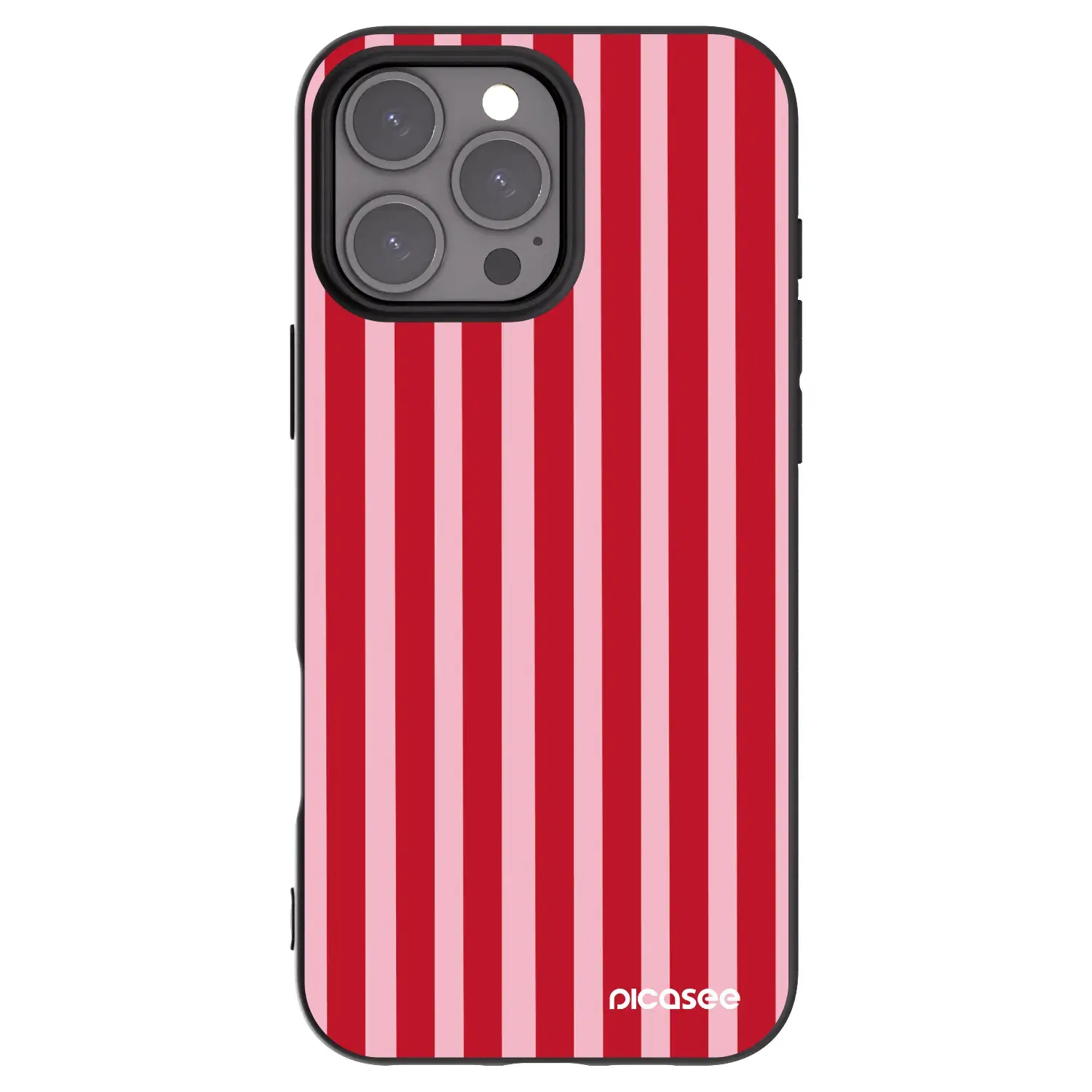 Silikonový černý obal pro Apple iPhone 16 Pro Max - Lines red