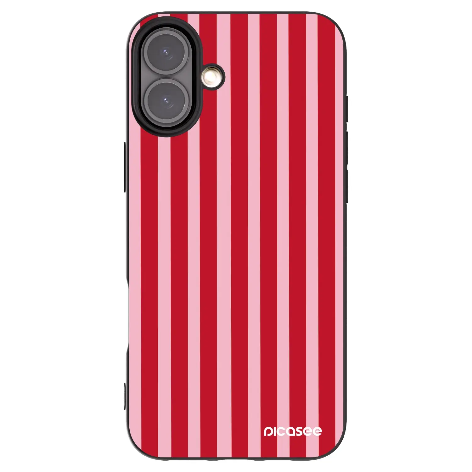 Silikonový černý obal pro Apple iPhone 16 Plus - Lines red