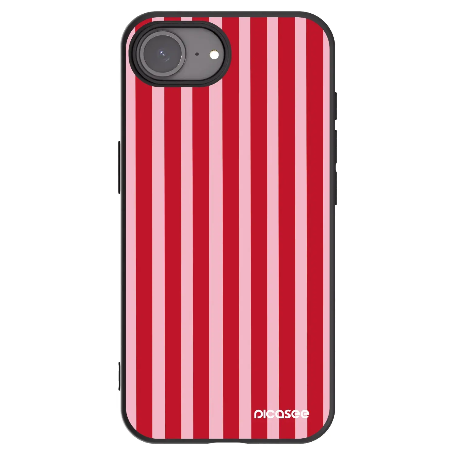 Silikonový černý obal pro Apple iPhone 16e - Lines red