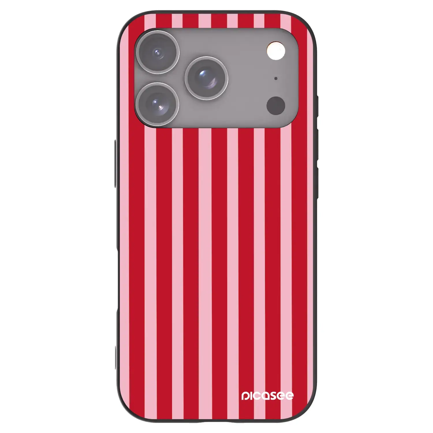 Silikonový černý obal pro Apple iPhone 17 Pro - Lines red