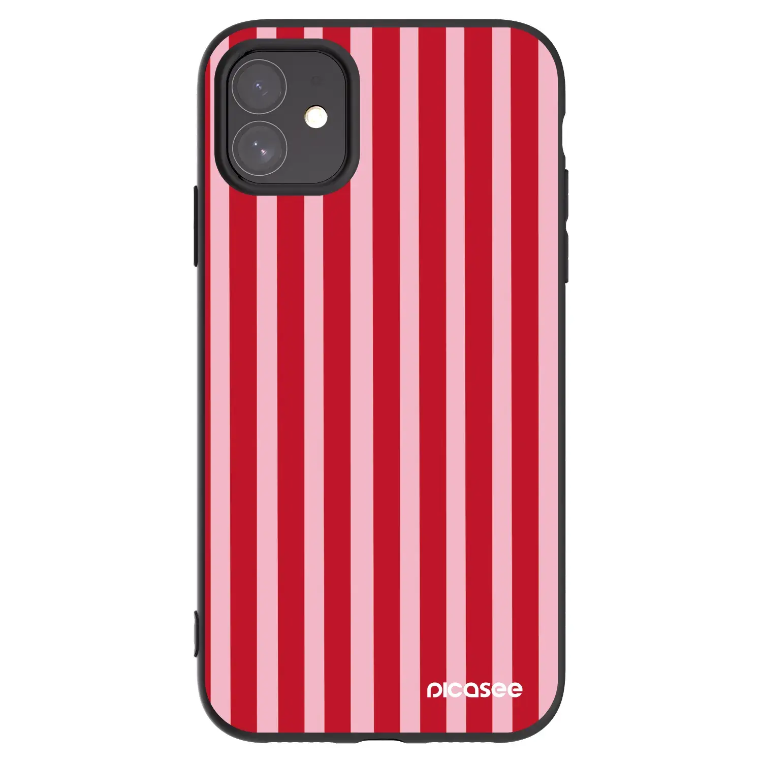 Silikonový černý obal pro Apple iPhone 11 - Lines red